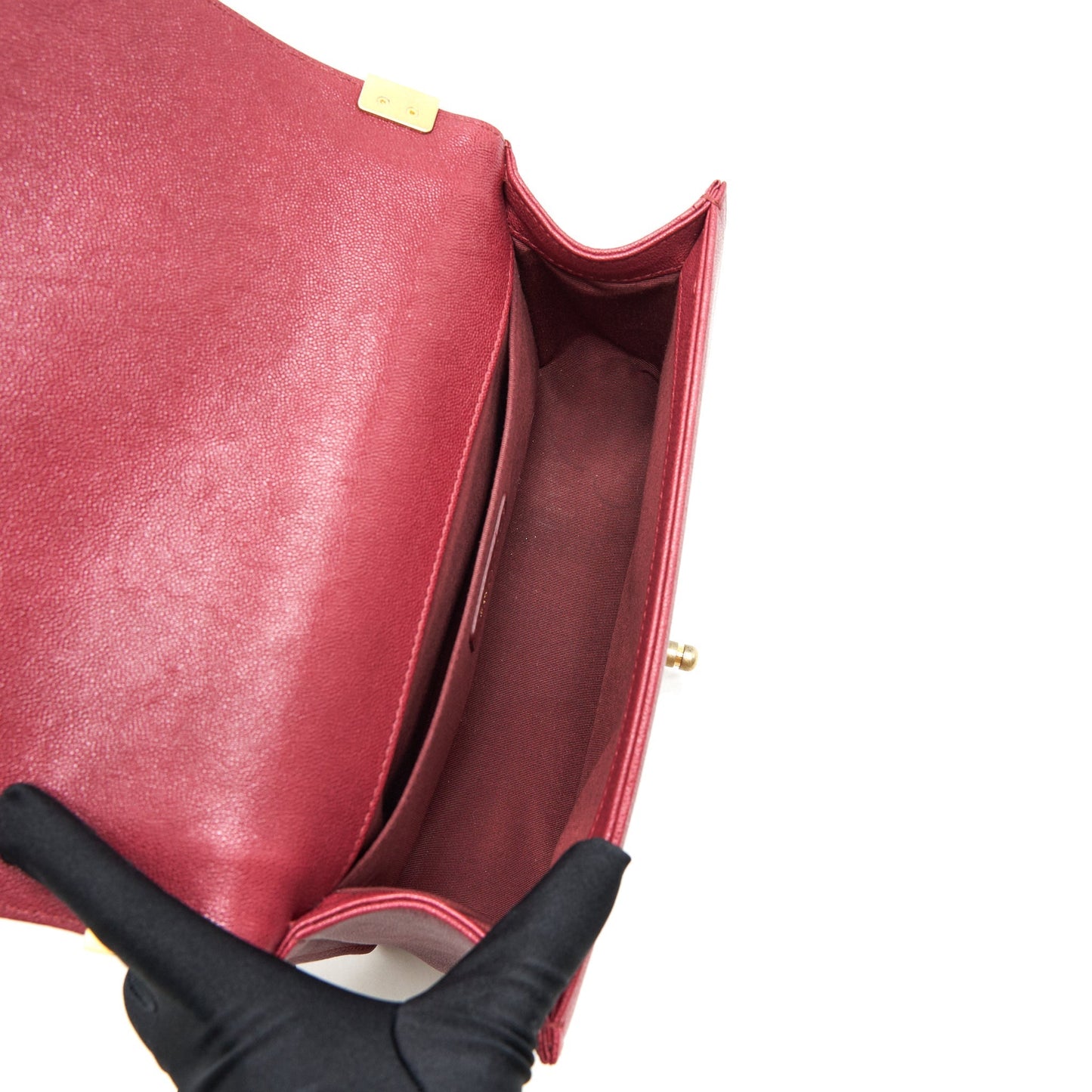 Chanel medium Boy Bag Caviar Raspberry Red brushed