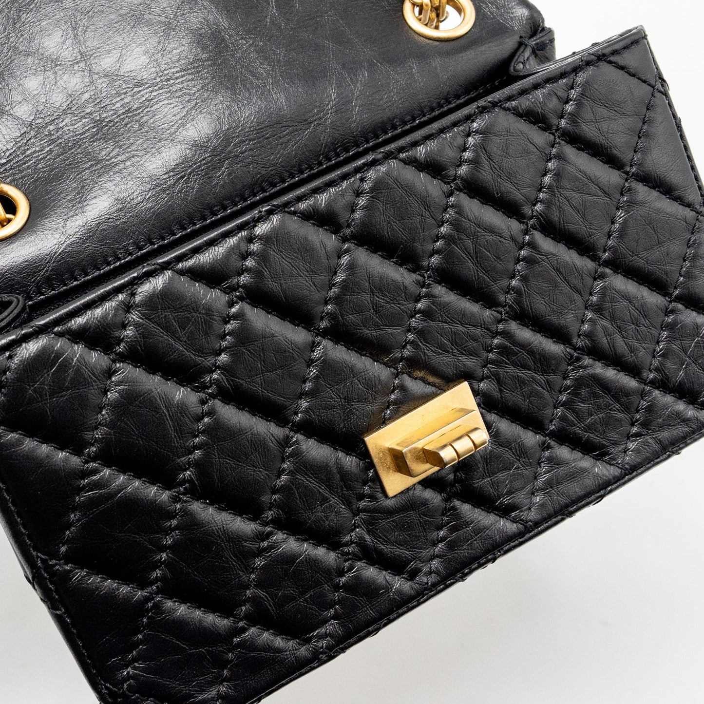 Chanel mini 2.55 reissue flap bag aged calfskin black