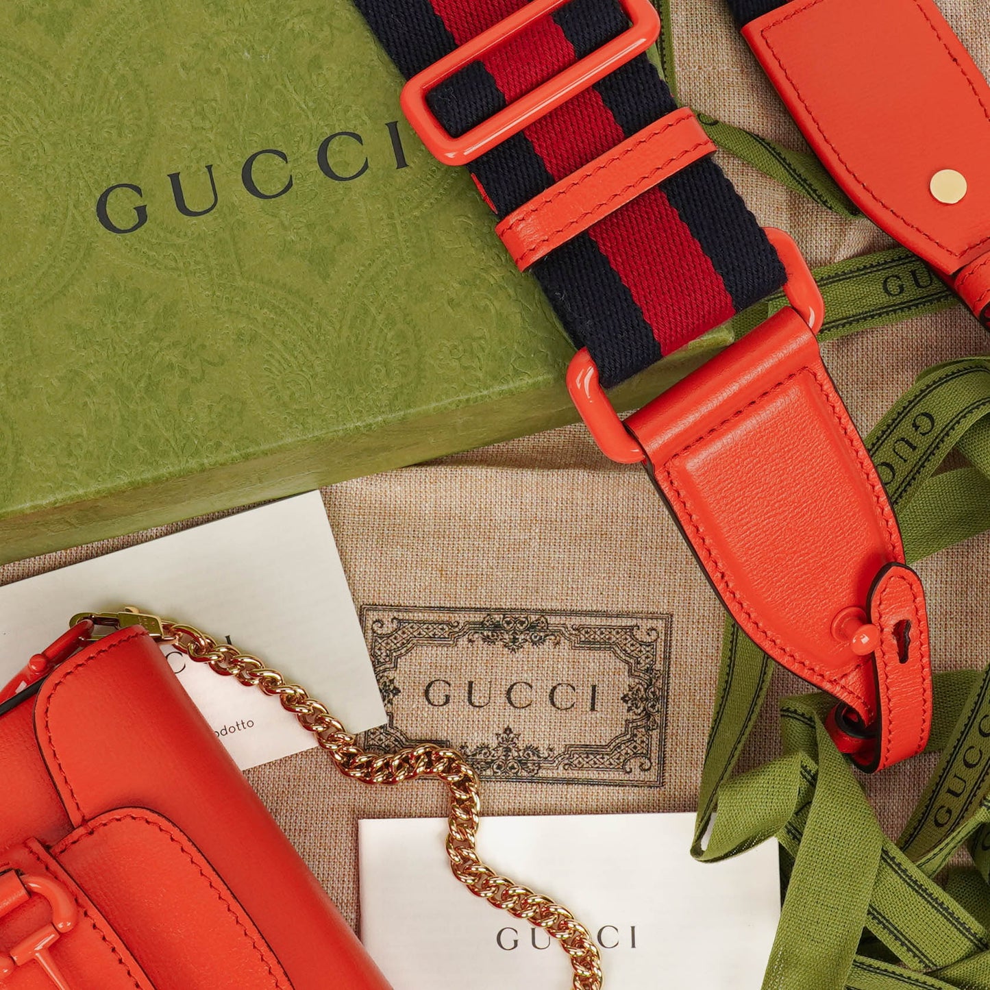 Gucci Orange Horsebit 1955 Flap Mini Shoulder Bag