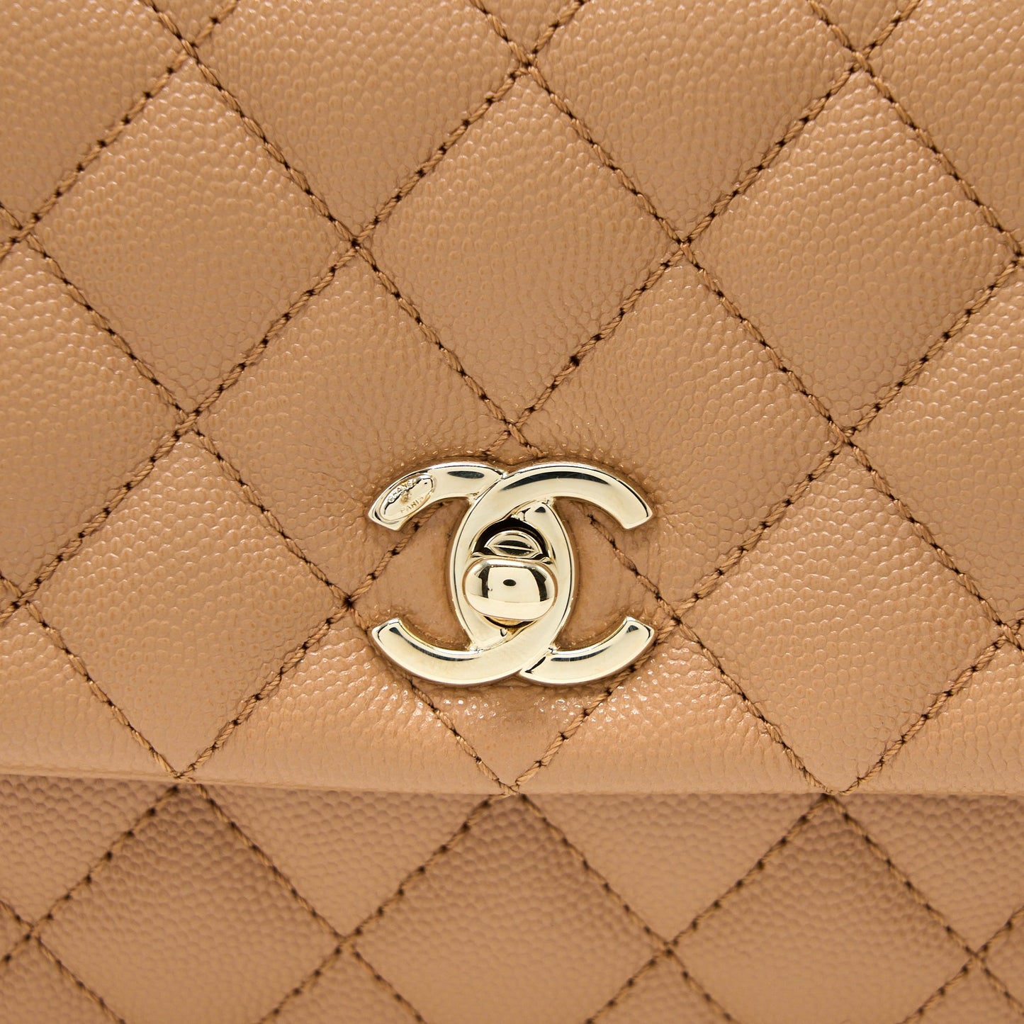 Chanel Small Coco Handle Caviar Brown