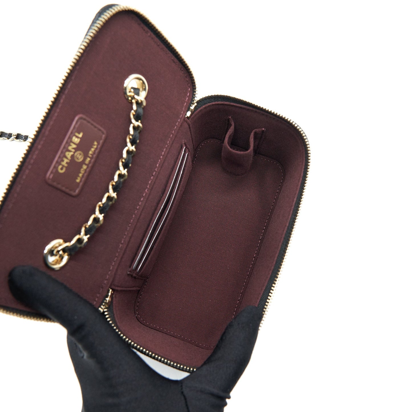 Chanel Small Long Vanity With Chain Caviar  Black L