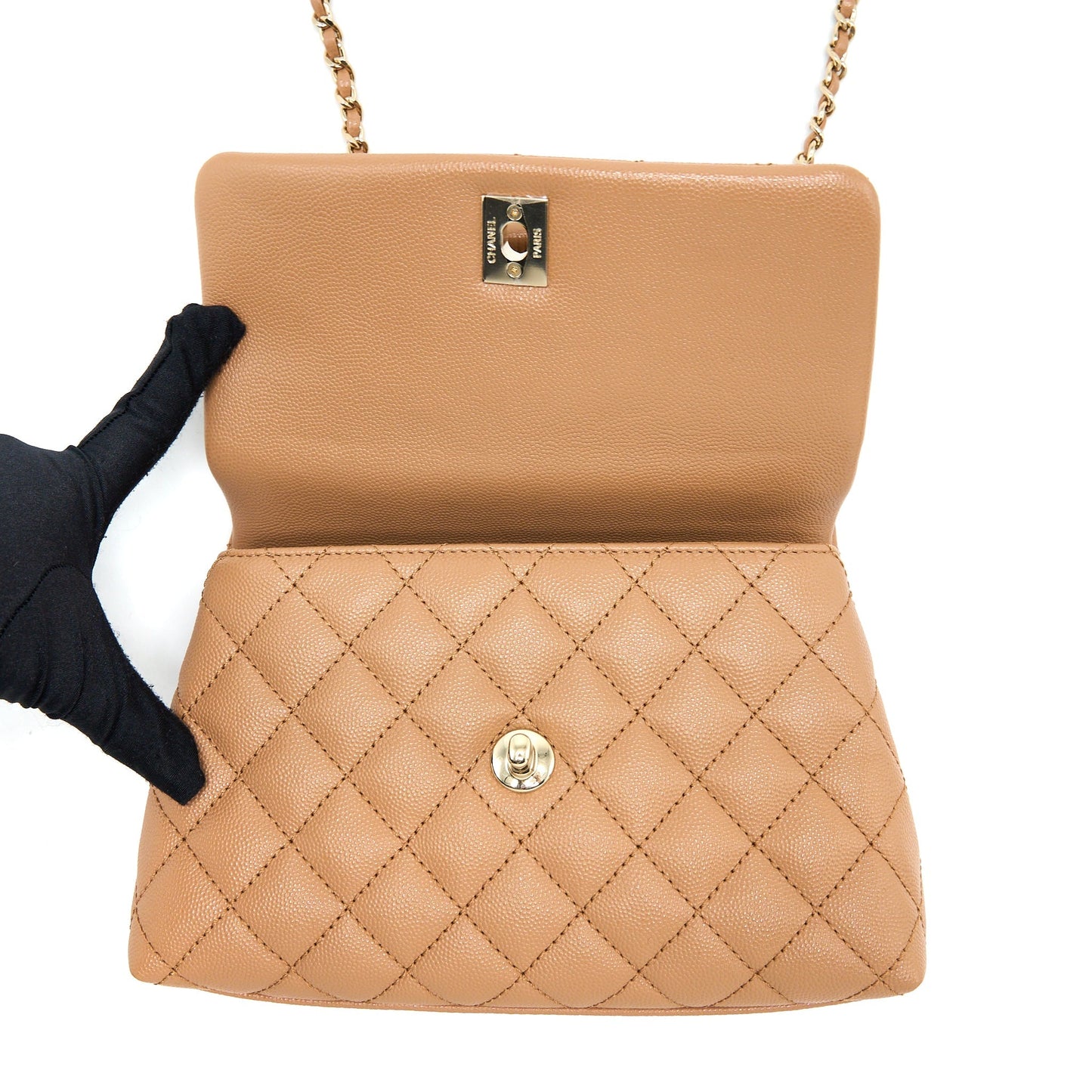 Chanel Small Coco Handle Caviar Brown