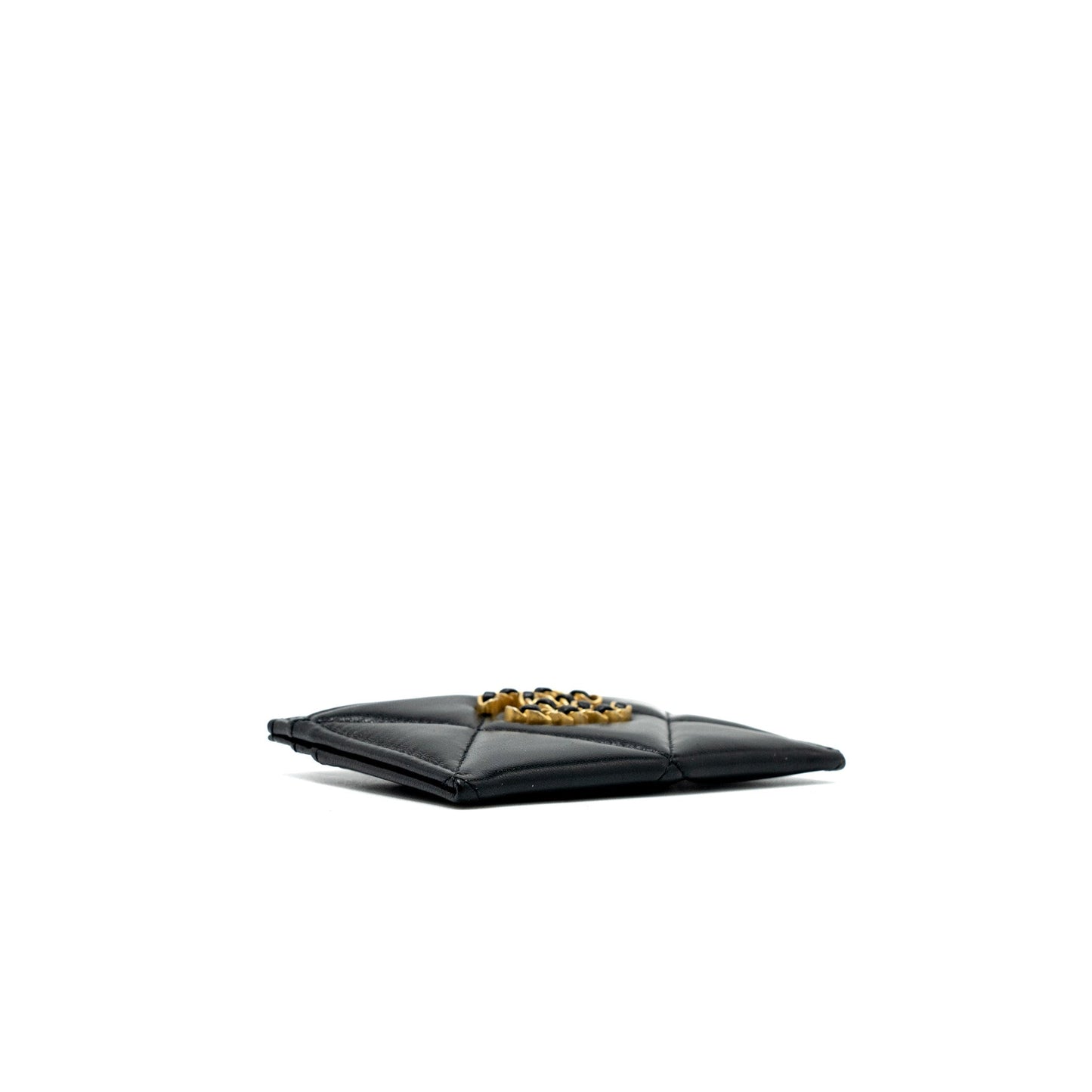 Chanel 19 Card Holder Lambskin Black/Pink  (Microchip)