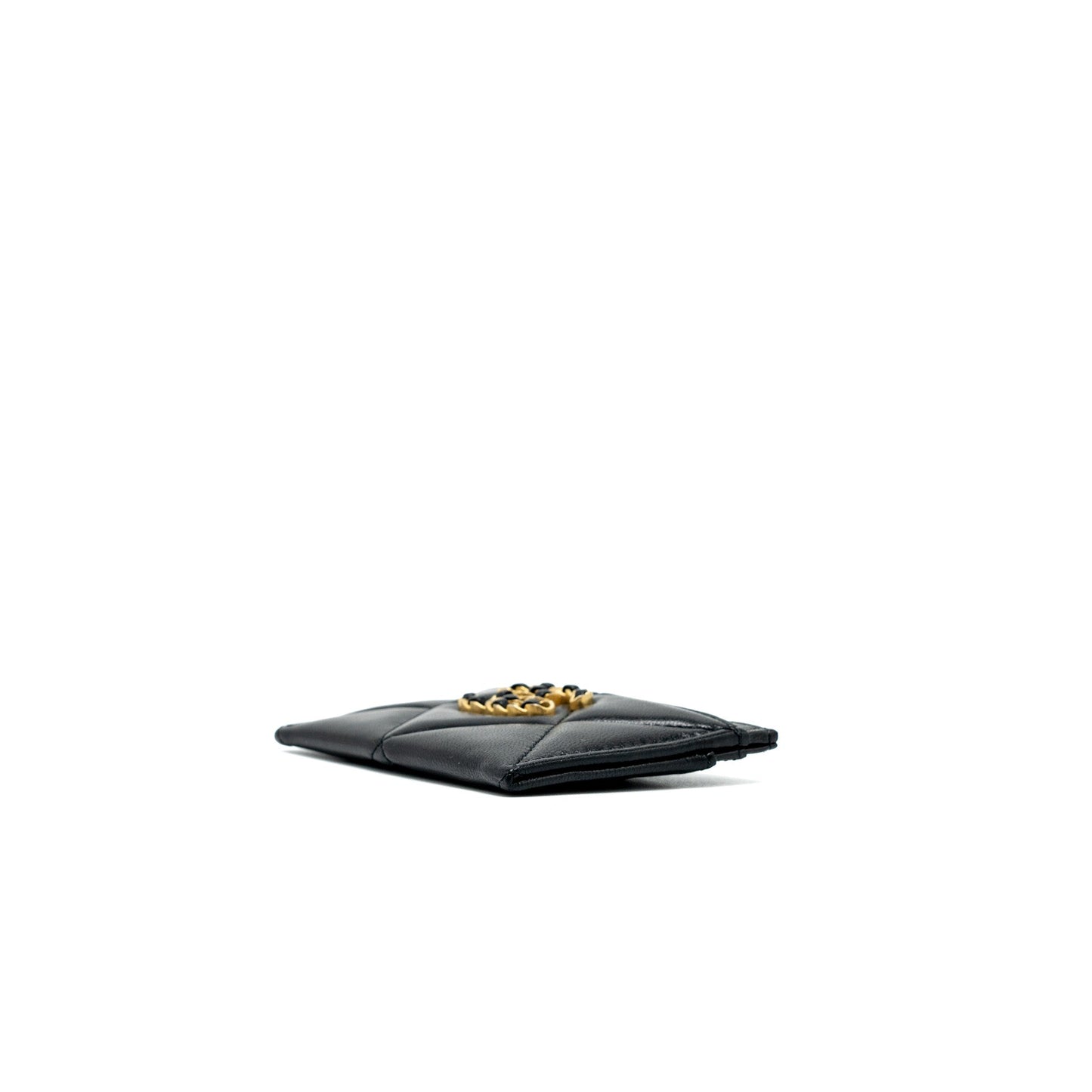 Chanel 19 Card Holder Lambskin Black/Pink  (Microchip)