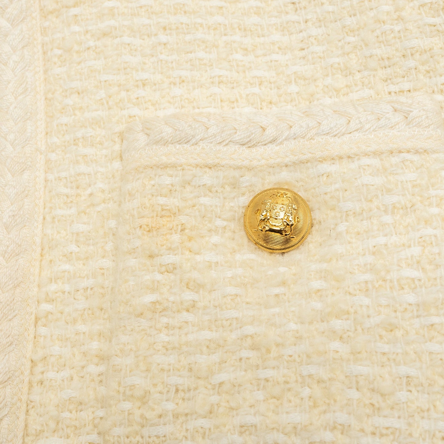 Celine Size 34 Tweed Jacket Wool/Cotton White