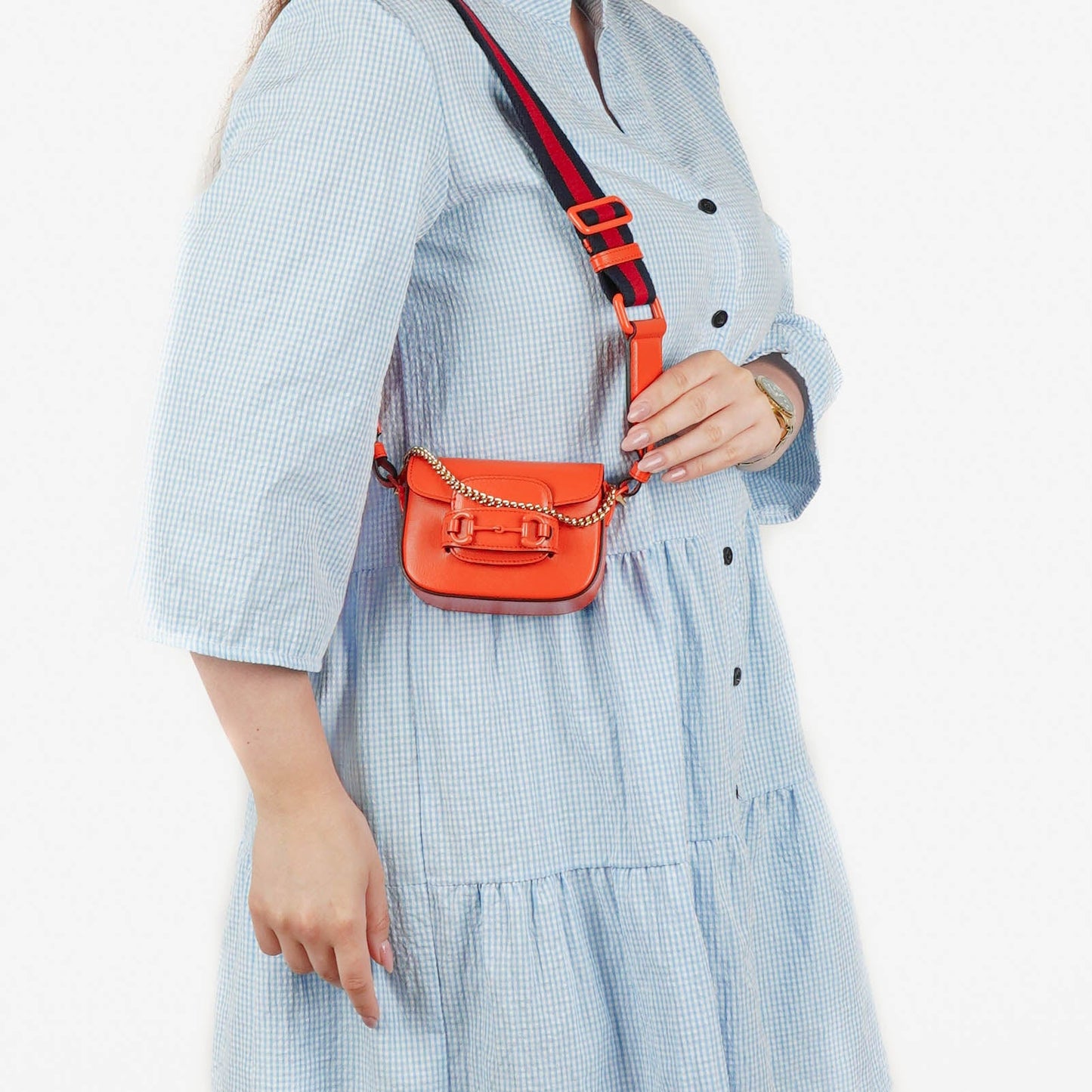 Gucci Orange Horsebit 1955 Flap Mini Shoulder Bag