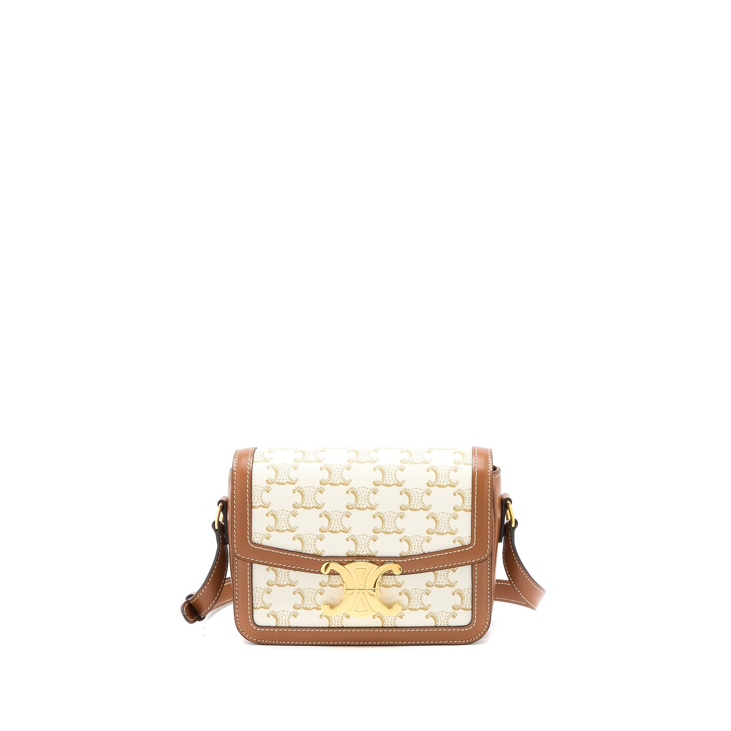 Celine Teen Triomphe Purse Triomphe Canvas/Calfskin White