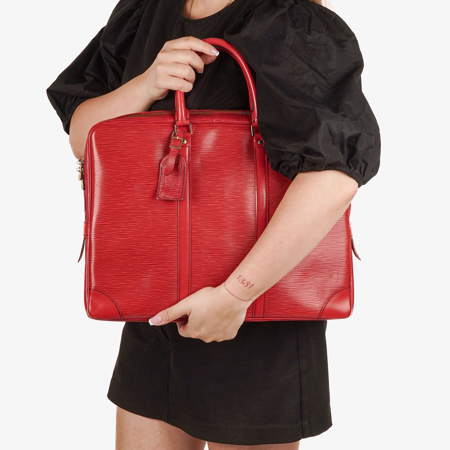 Louis Vuitton Porte-Documents Voyage Red EPI Leather Briefcase