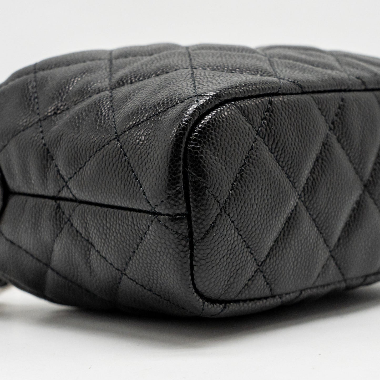 Chanel Quilted Hobo Bag Caviar Black  (Microchip)