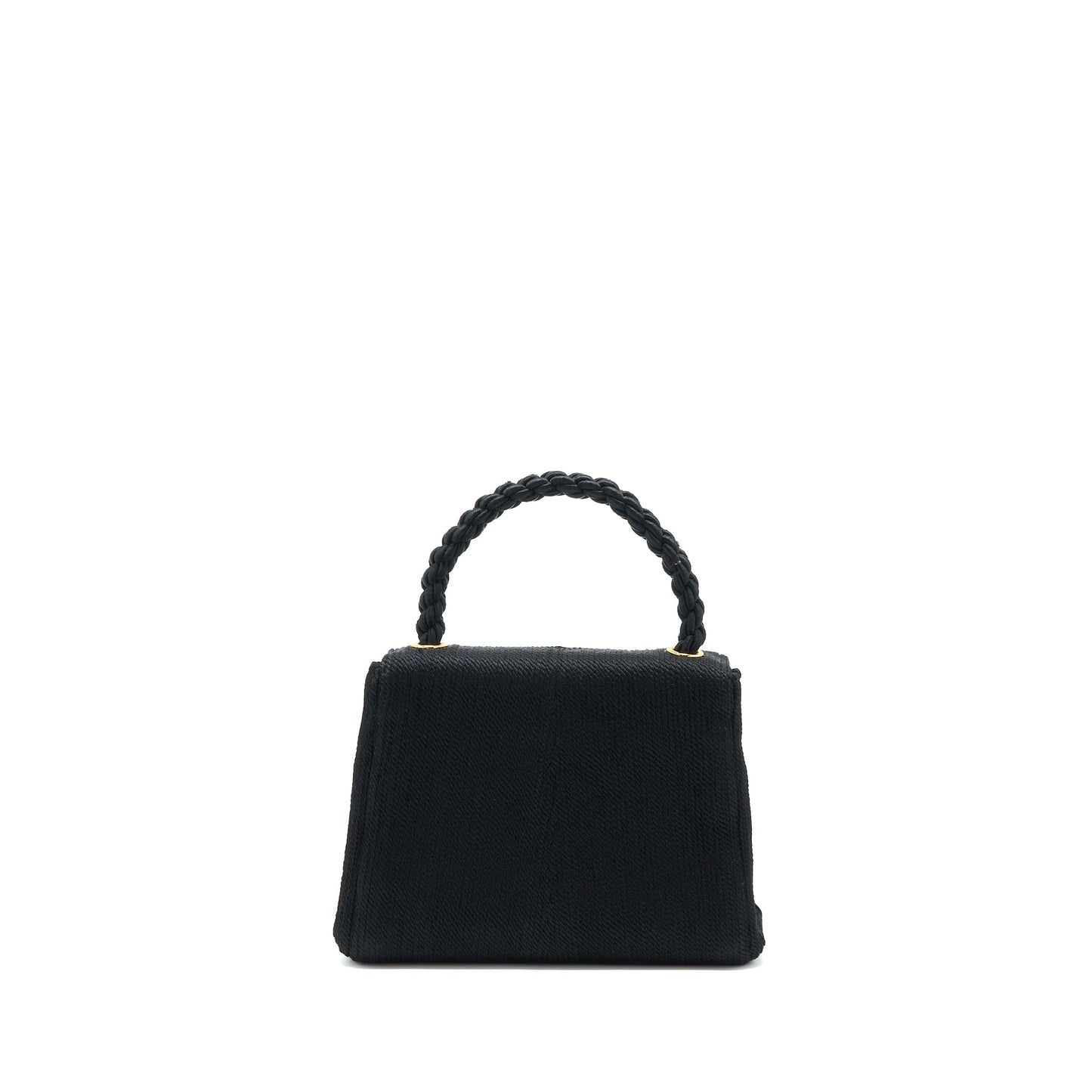 Chanel  Top Handle Flap Bag Woven Silk Black