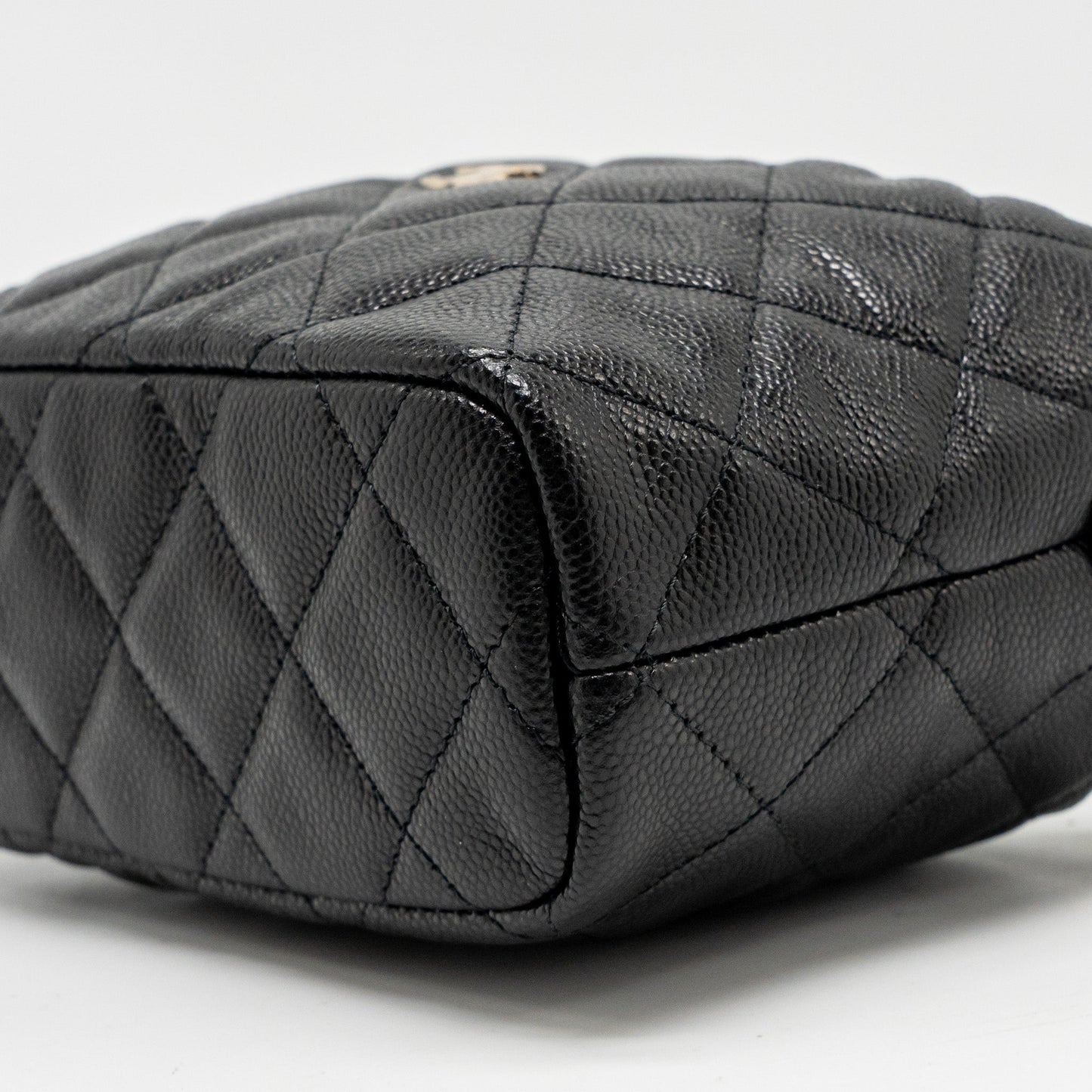 Chanel Quilted Hobo Bag Caviar Black  (Microchip)