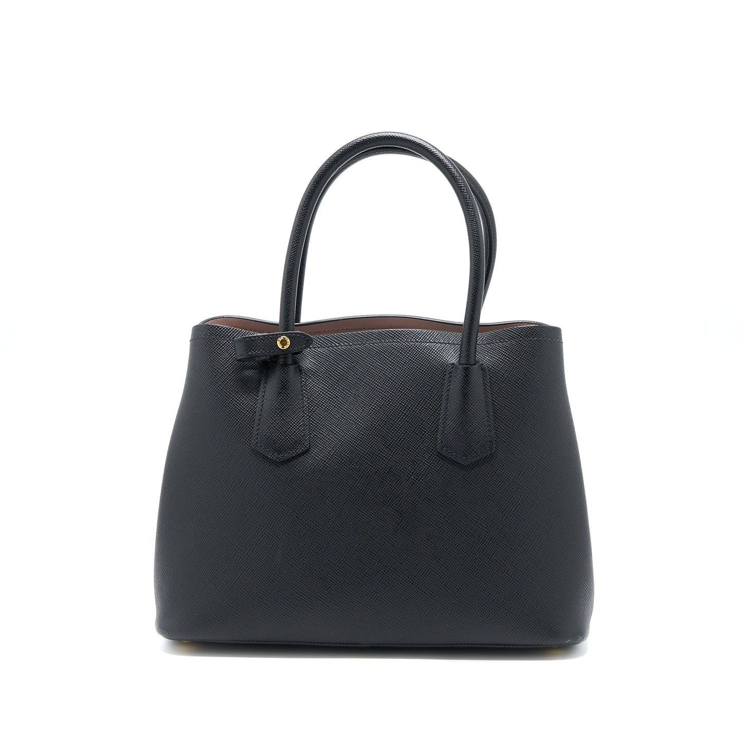 Prada Saffiano Double Purse Calfskin Black