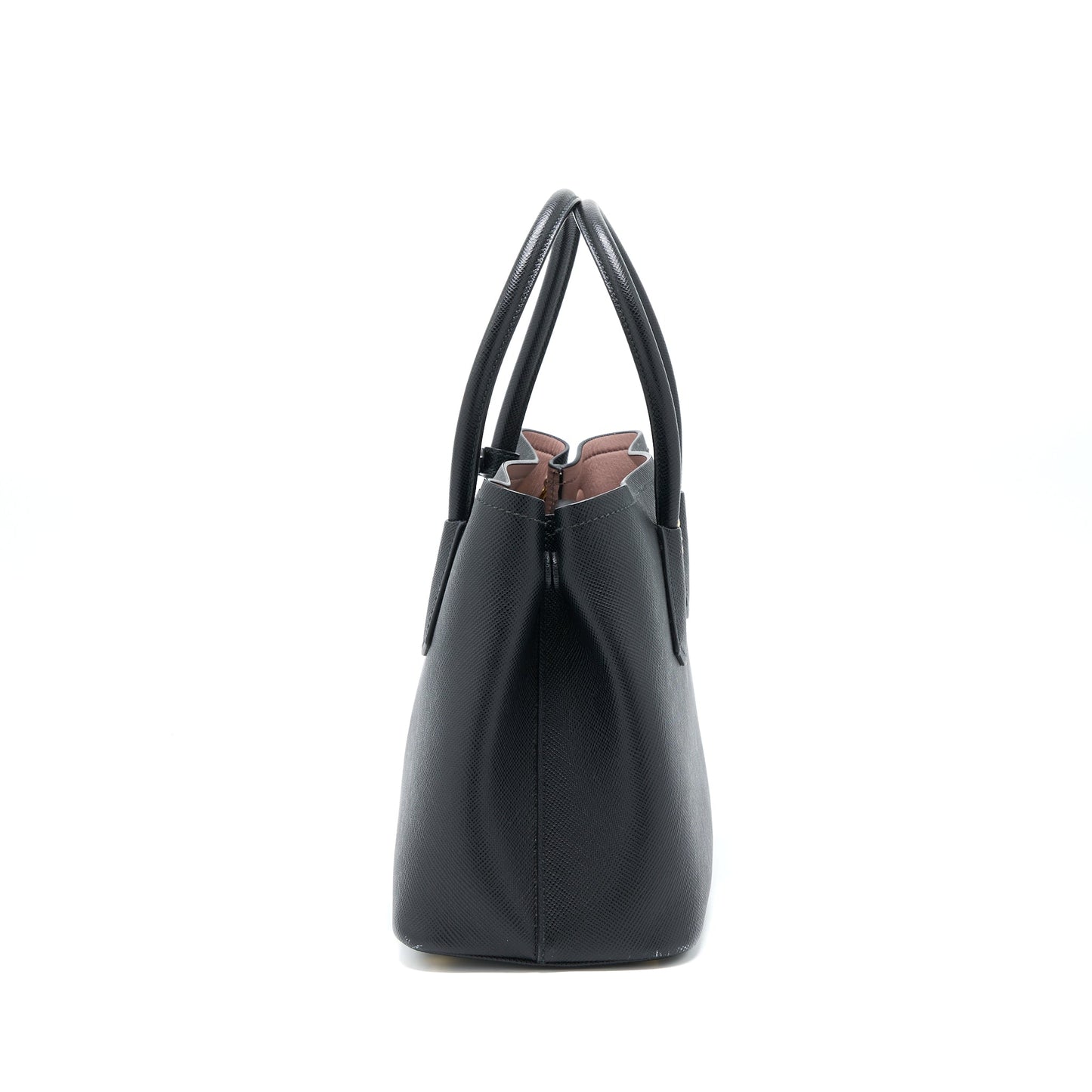 Prada Saffiano Double Purse Calfskin Black