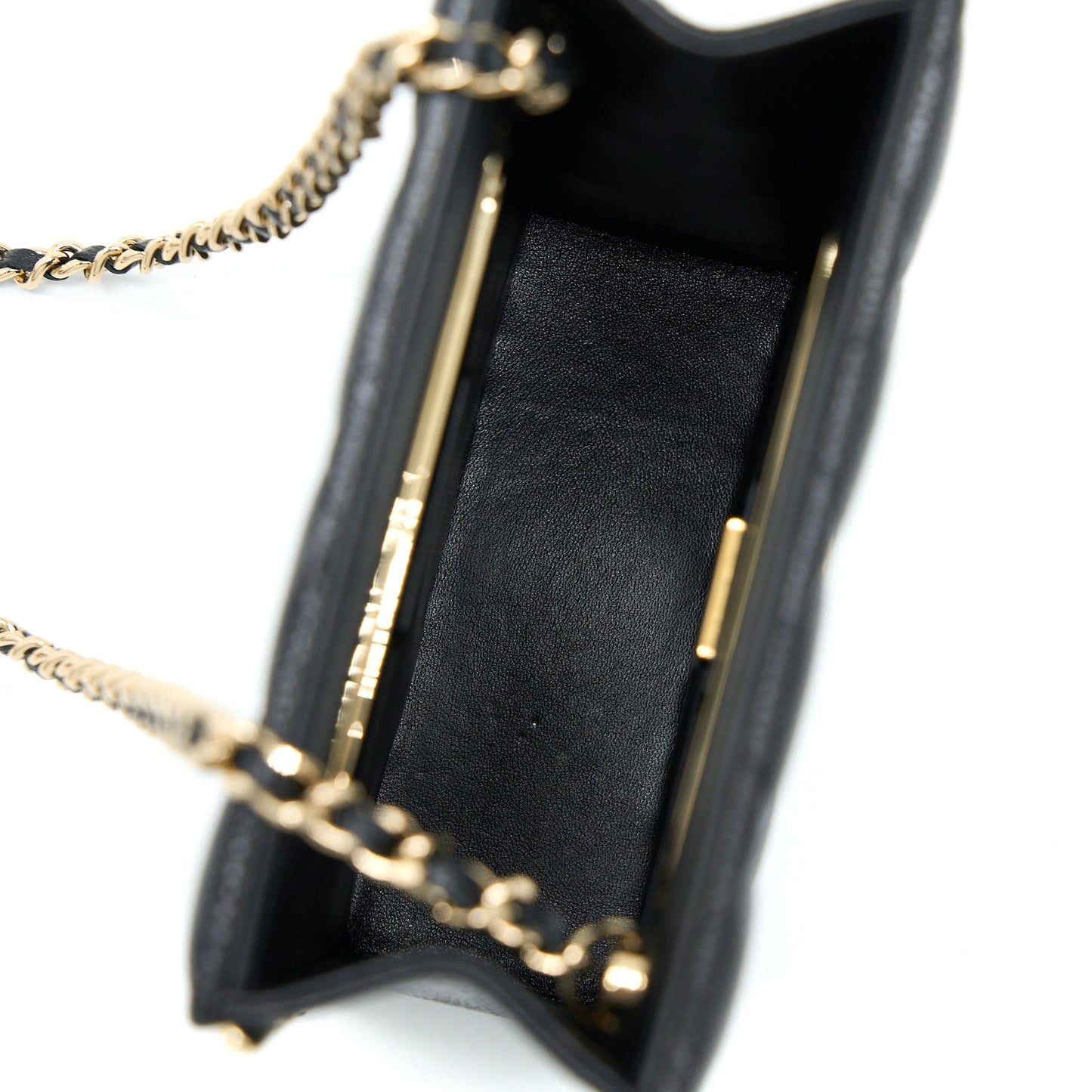 Chanel Vertical Evening Chain Bag Caviar Black L (Microchip)
