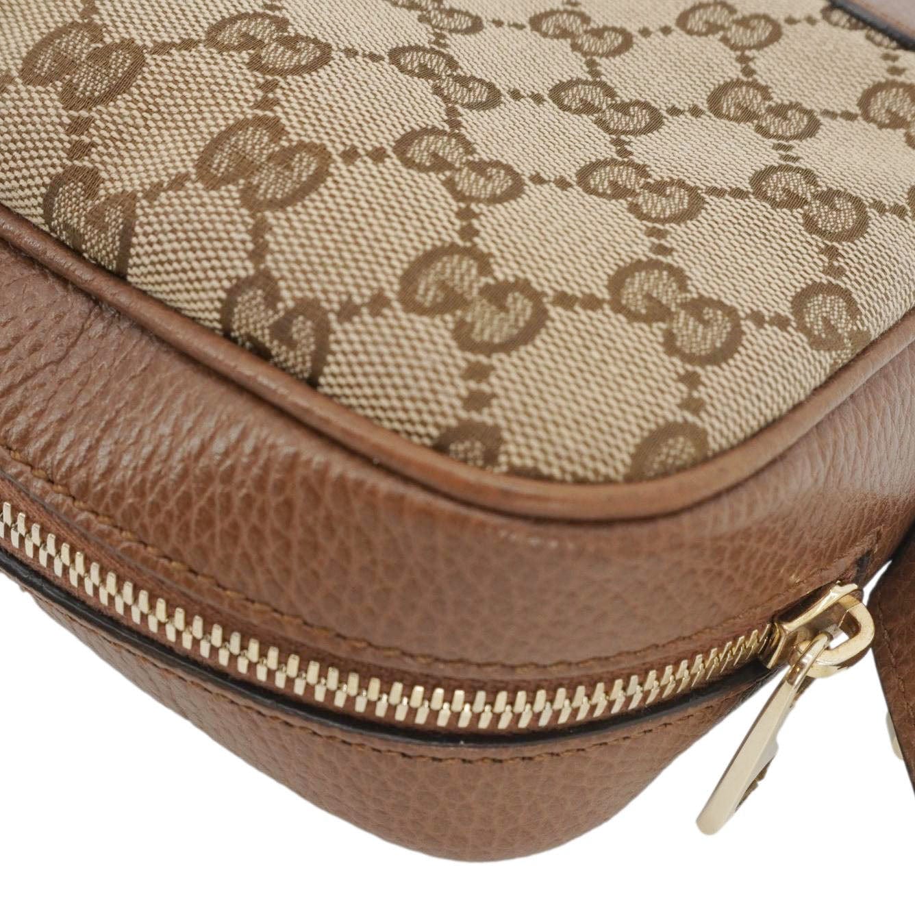 GUCCI Bree GG Canvas Leather Crossbody Bag Beige 449413
