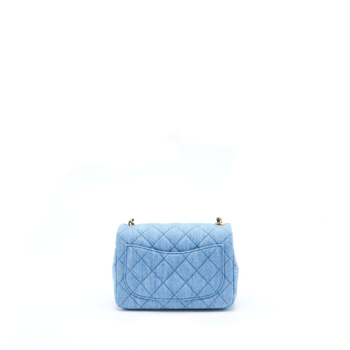 Chanel 22C Denim Pearl Crush Mini Square Flap Bag
