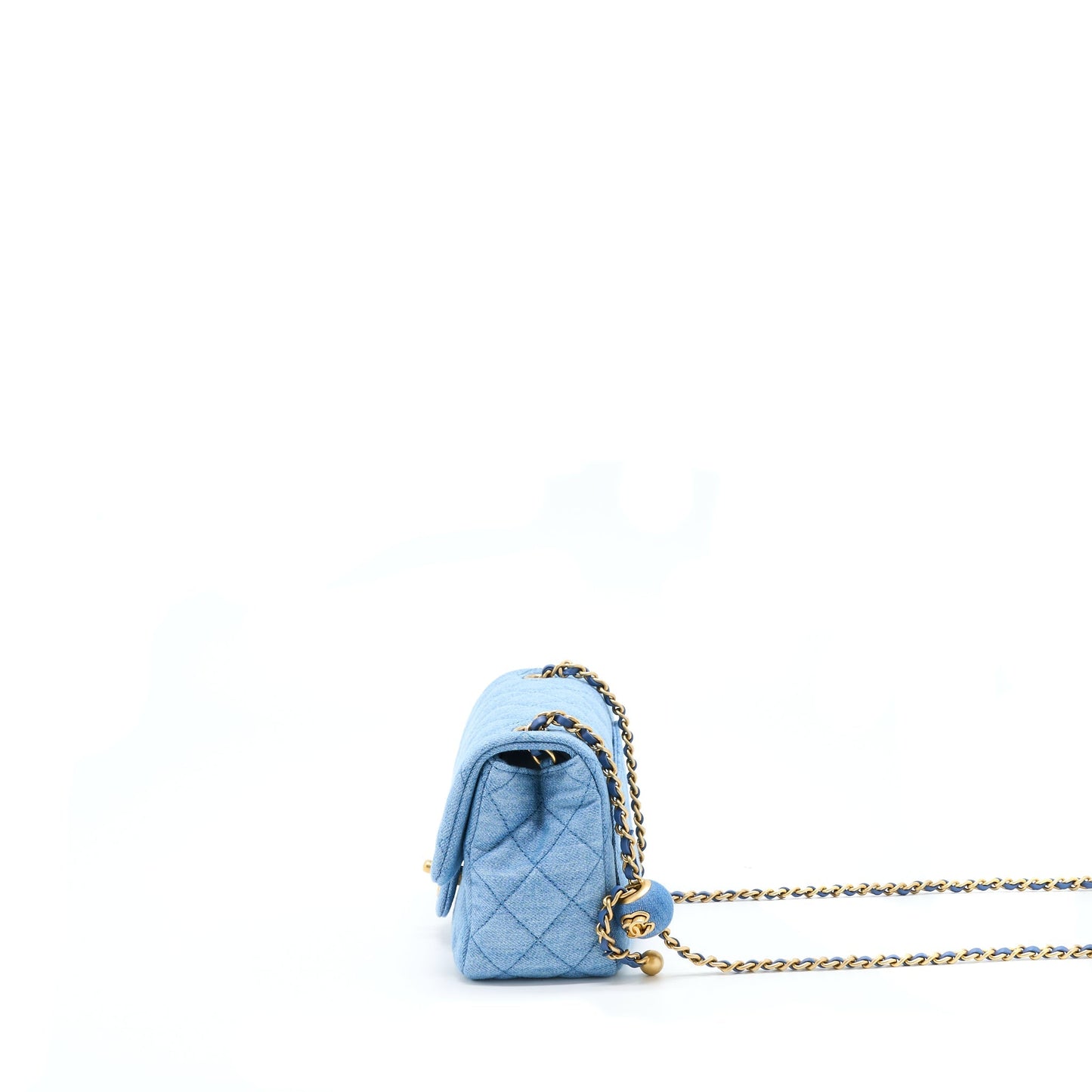Chanel 22C Denim Pearl Crush Mini Square Flap Bag