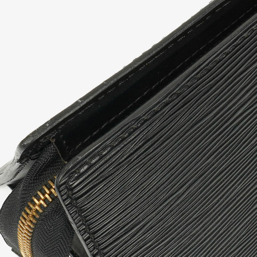 Authentic Louis Vuitton Black EPI Leather Sac Triangle Bag