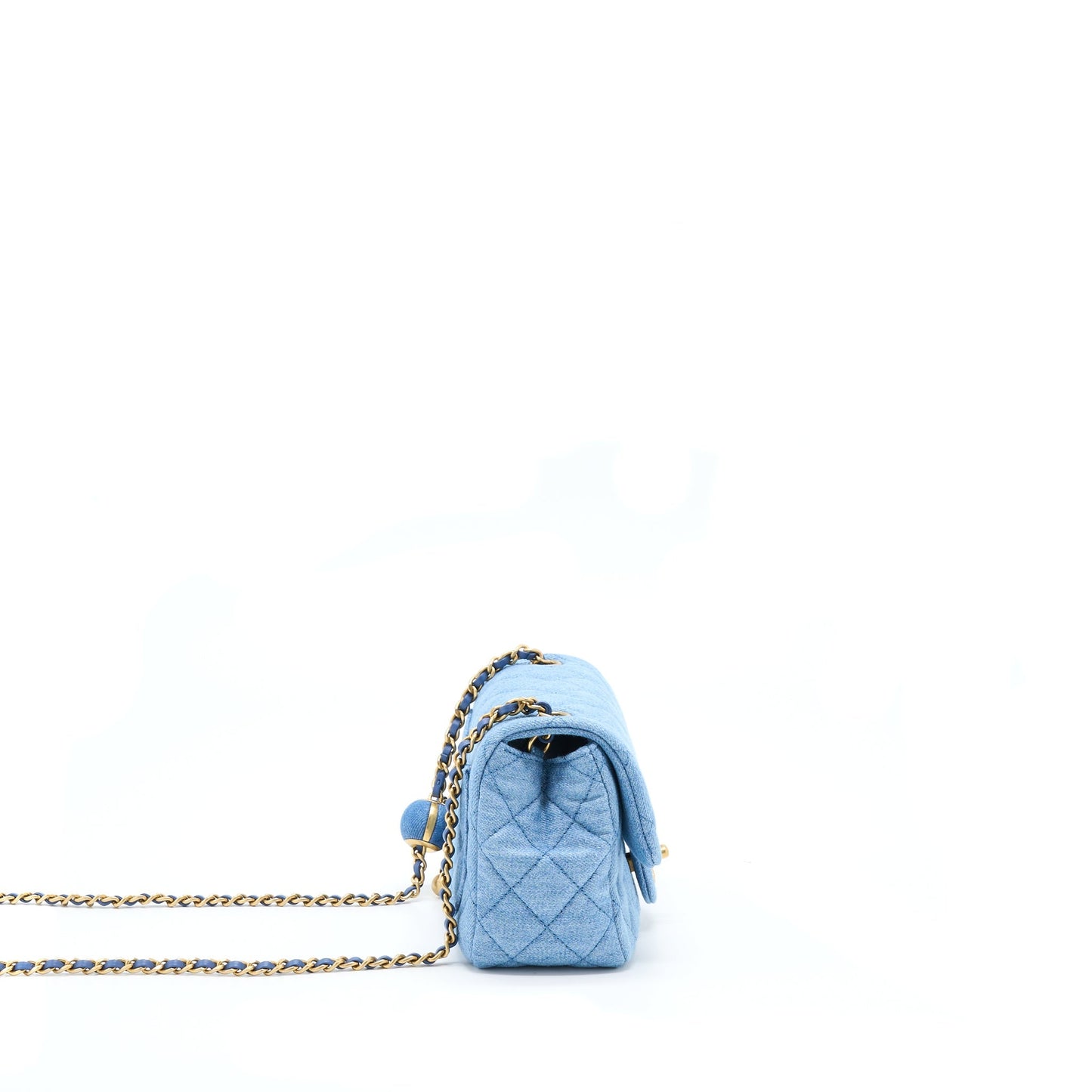 Chanel 22C Denim Pearl Crush Mini Square Flap Bag