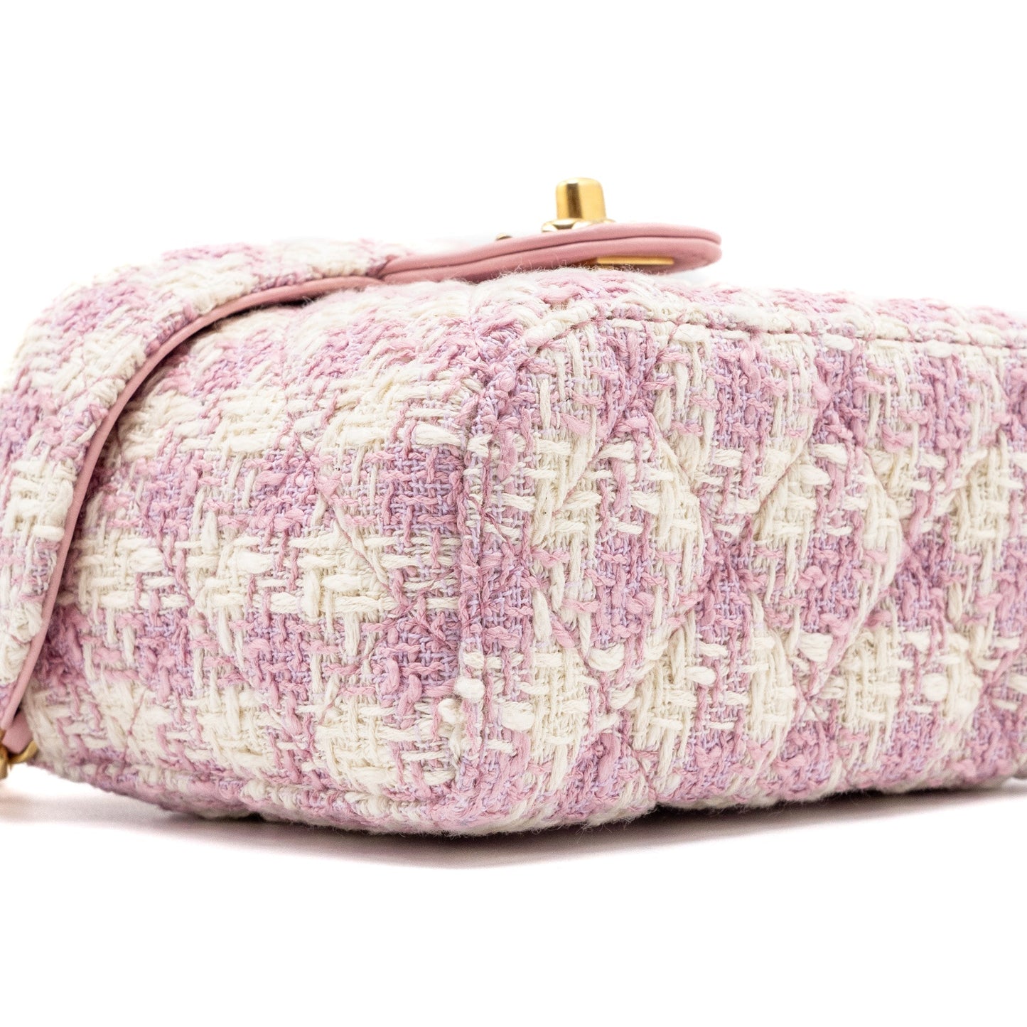 Chanel top handle vanity bag with chain tweed pink  (Microchip)