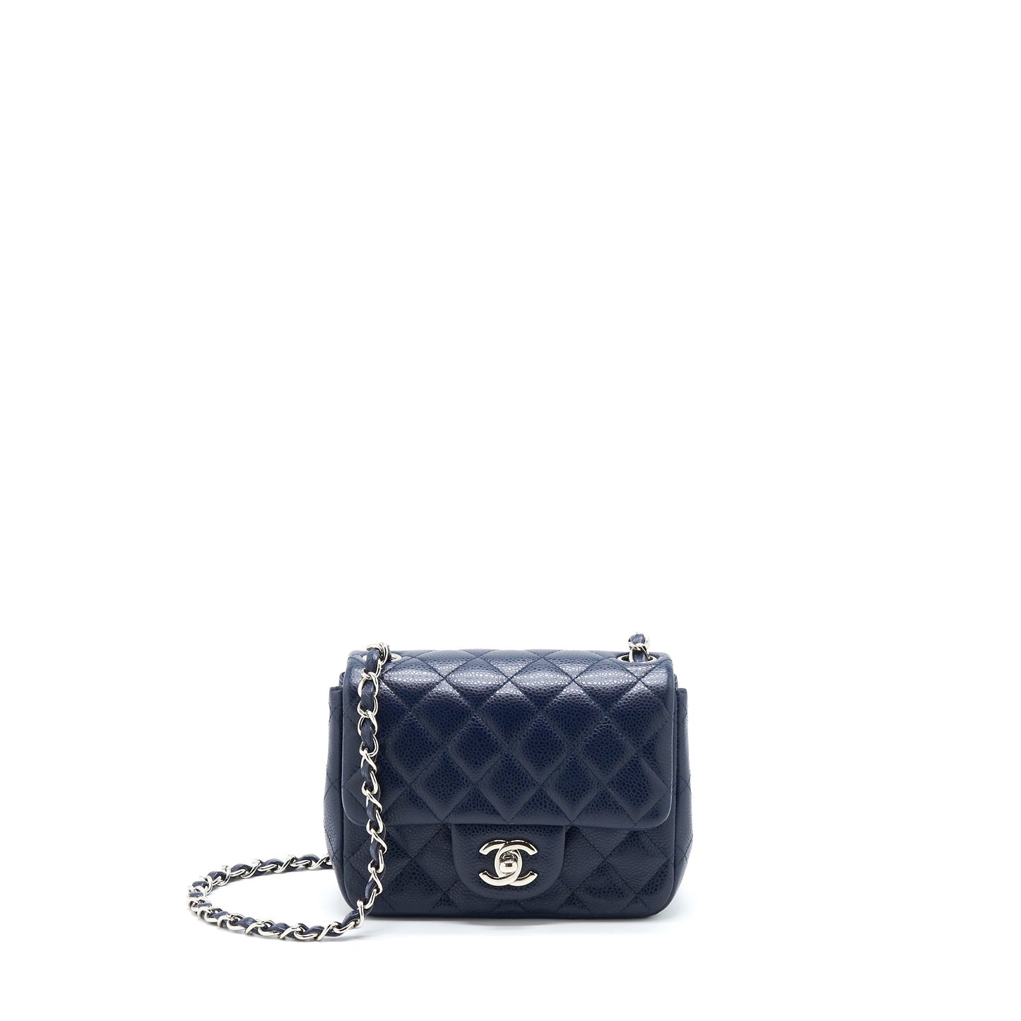 Chanel Mini Square Flap Bag Caviar Navy
