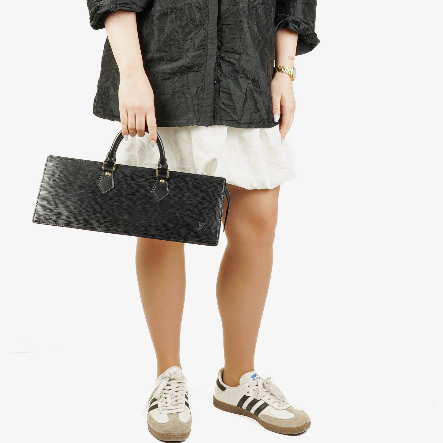 Authentic Louis Vuitton Black EPI Leather Sac Triangle Bag