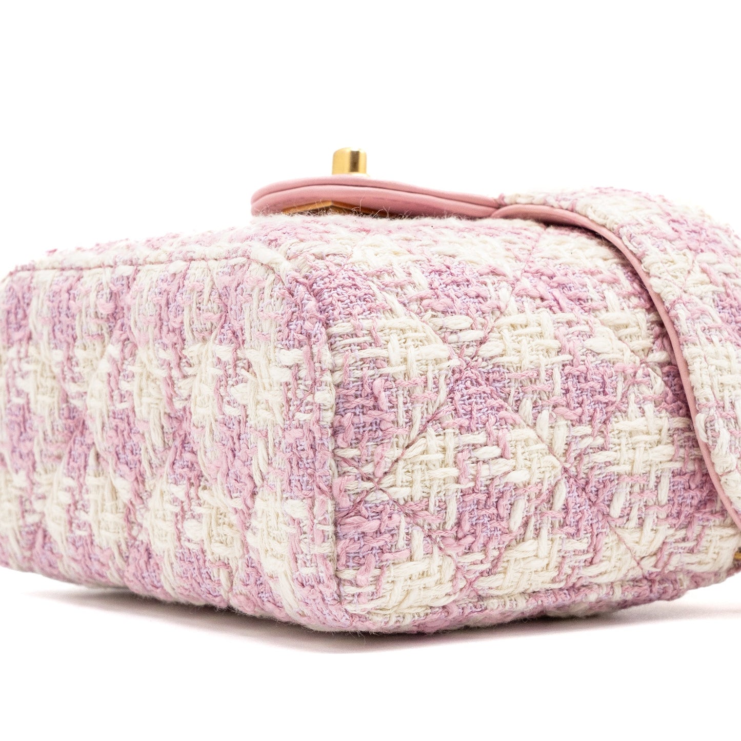 Chanel top handle vanity bag with chain tweed pink  (Microchip)