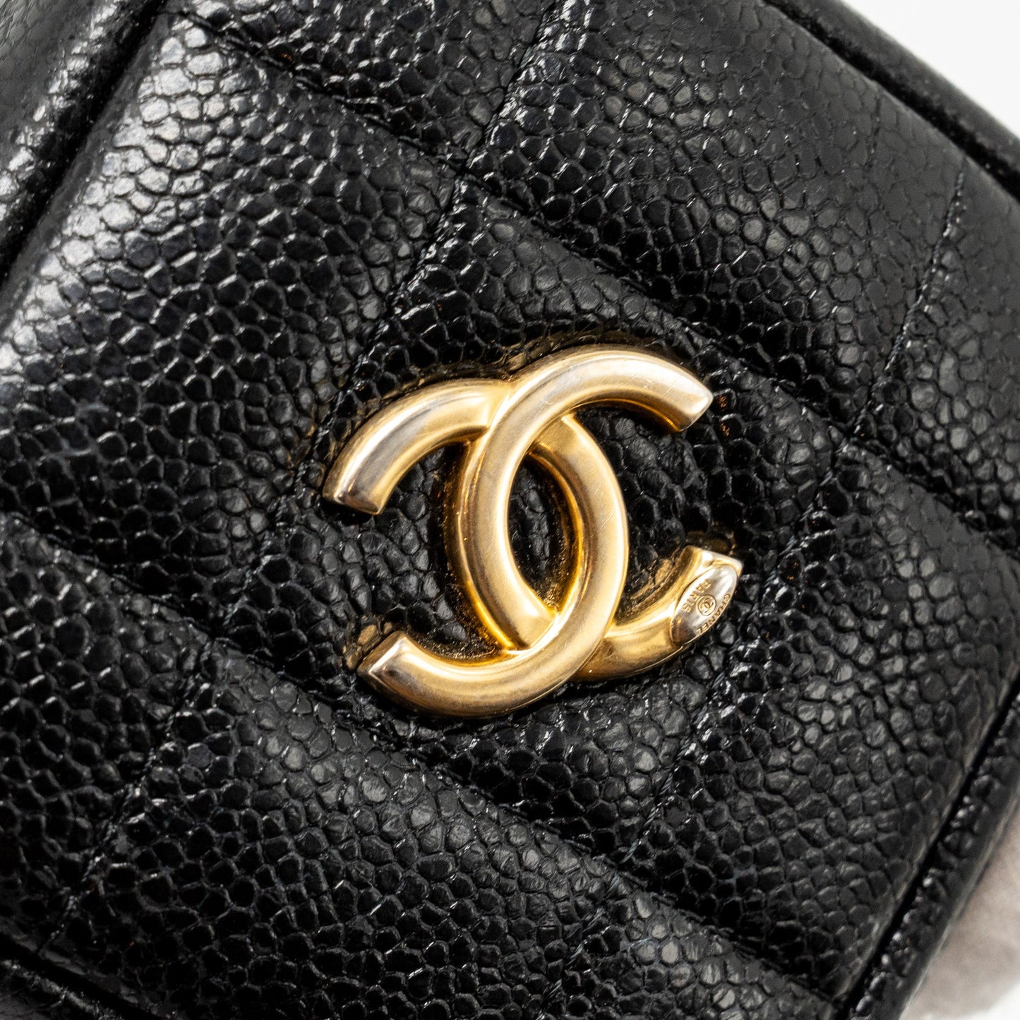 Chanel Quilted Diamond Zipper Coin Purse Caviar Black