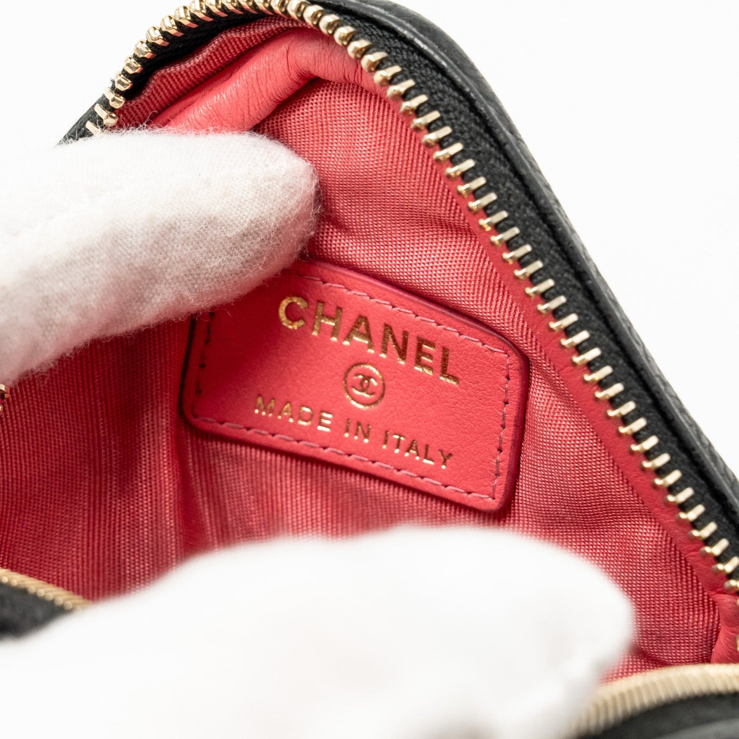 Chanel Quilted Diamond Zipper Coin Purse Caviar Black