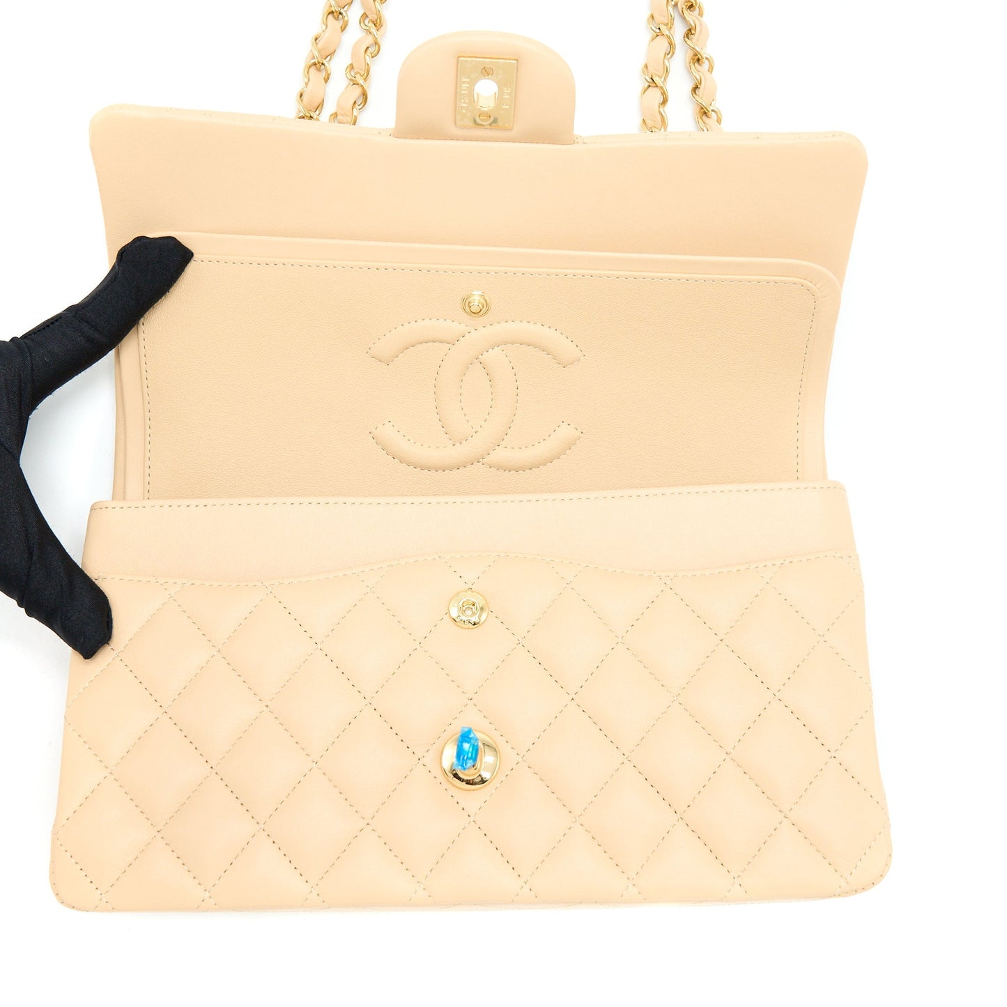 Chanel Medium Classic Flap Bag Lambskin Beige L (Microchip)