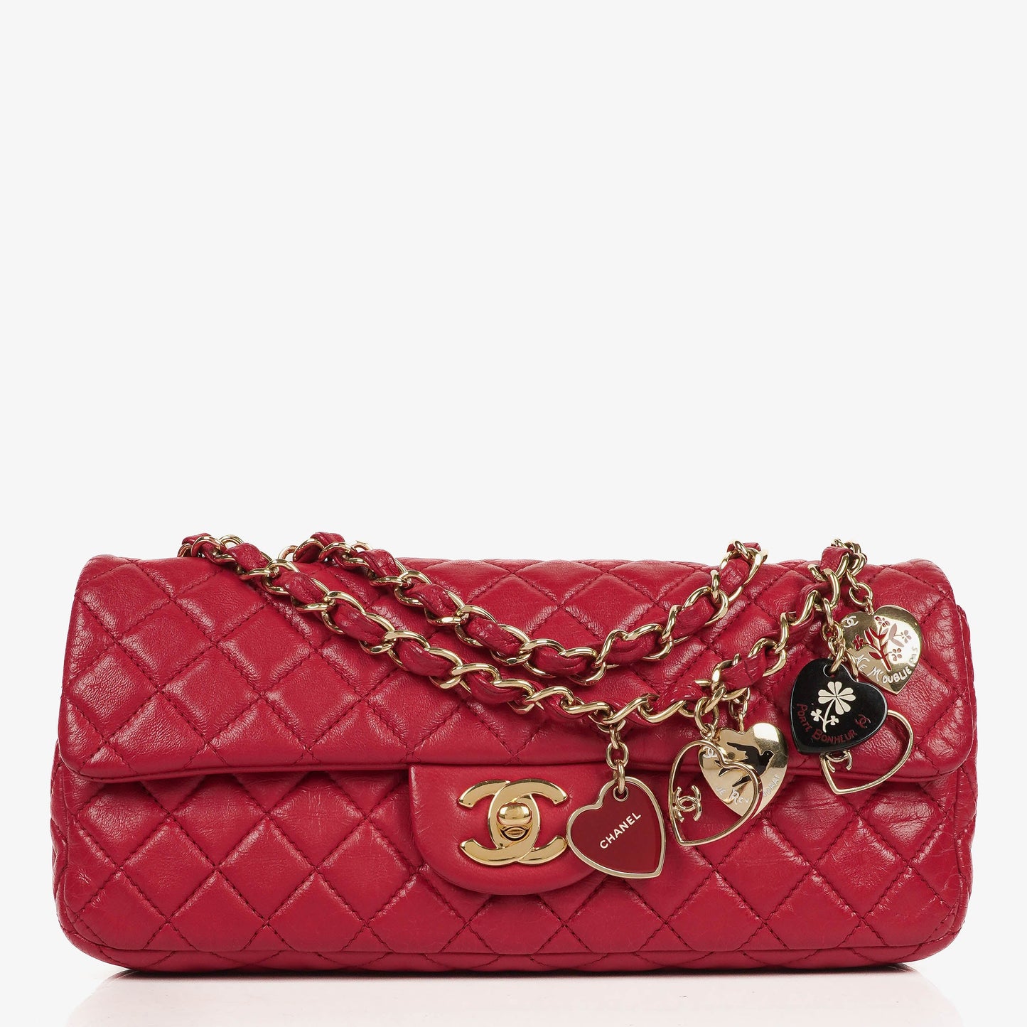 Chanel Valentine Charm Red Quilted Lambskin Flap Bag