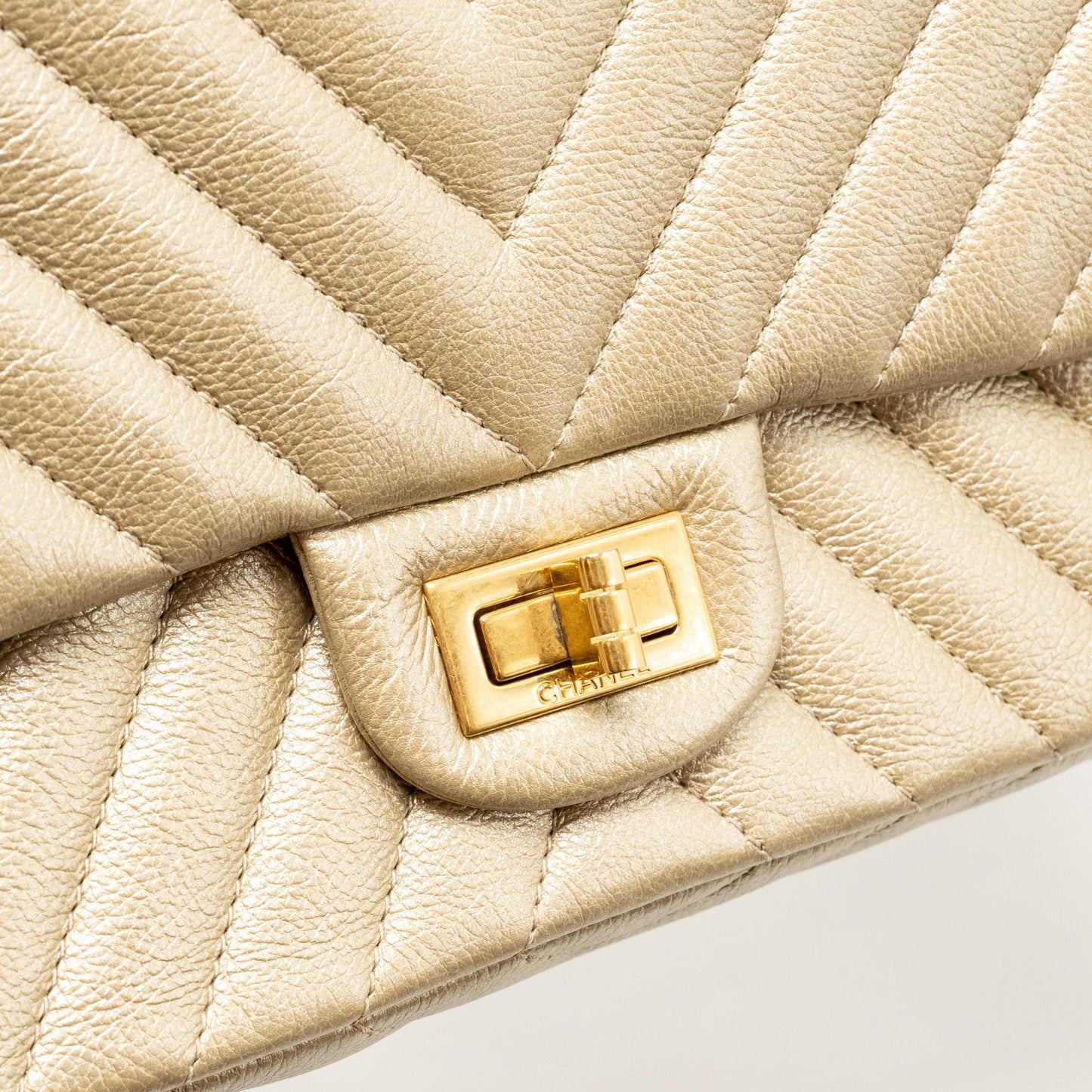 Chanel Small 2.55 Reissue Chevron Flap Bag Calfskin Gold