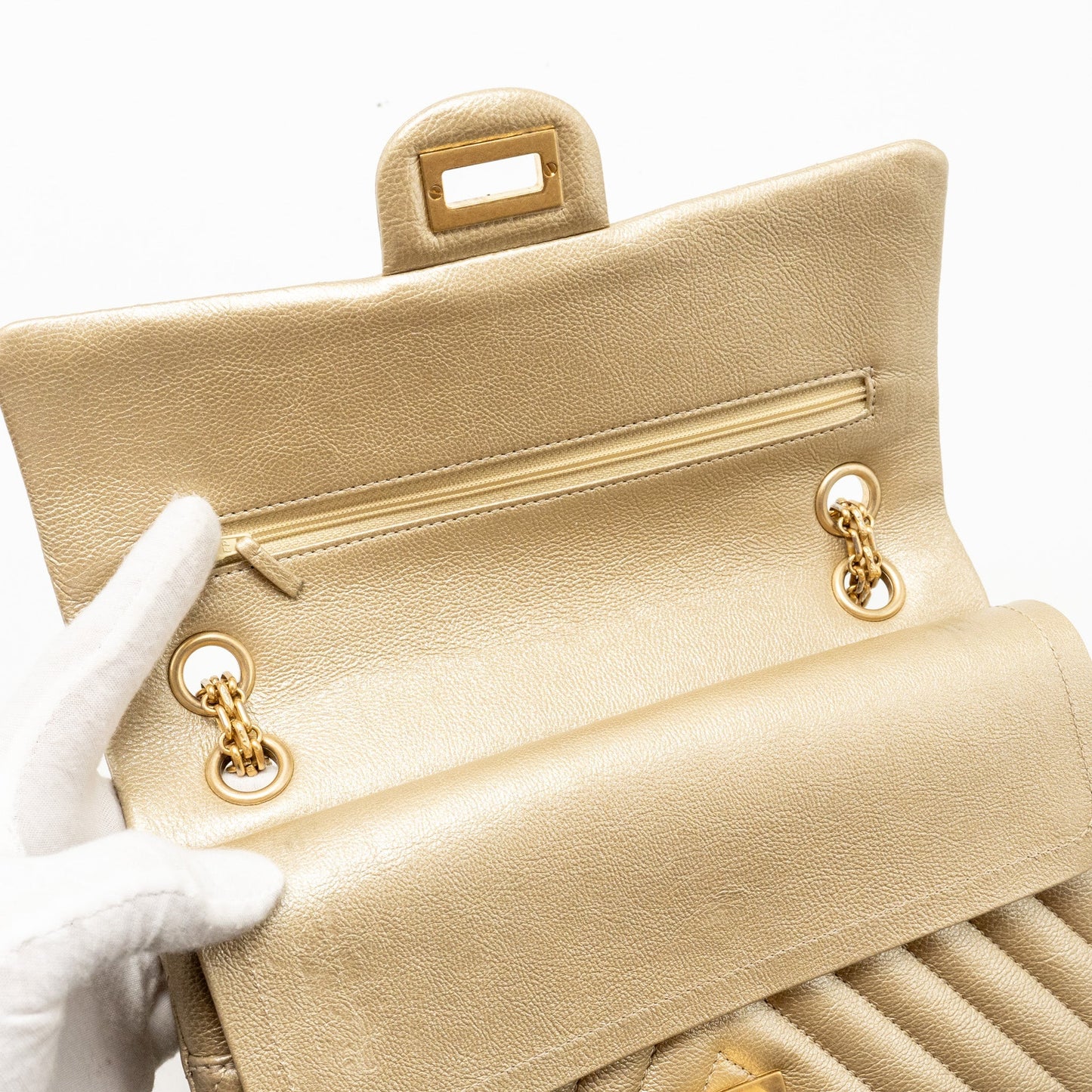 Chanel Small 2.55 Reissue Chevron Flap Bag Calfskin Gold