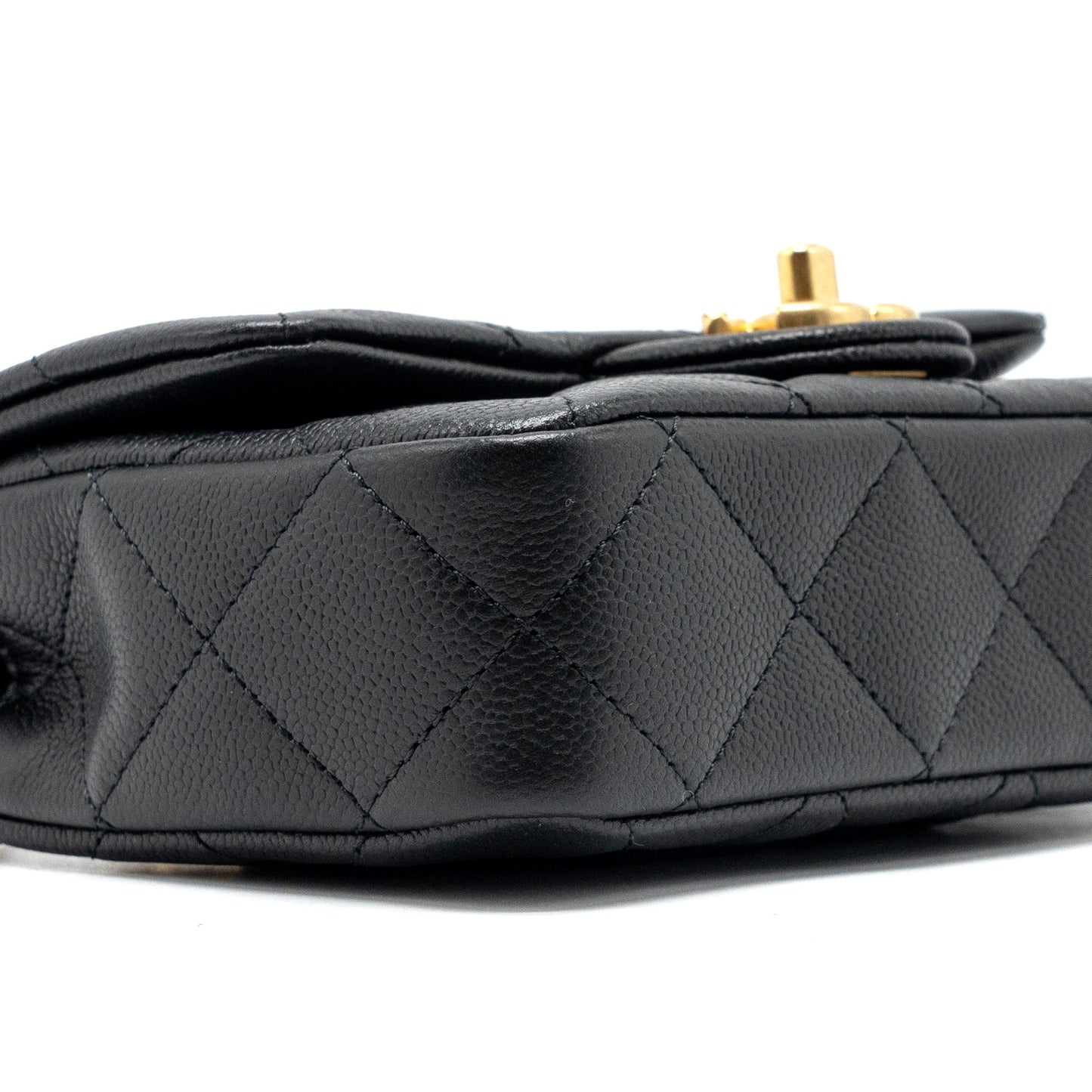 Chanel 24p Coco Love Mini Flap Bag Adjustable Chain Caviar Black Brush  (Microchip)