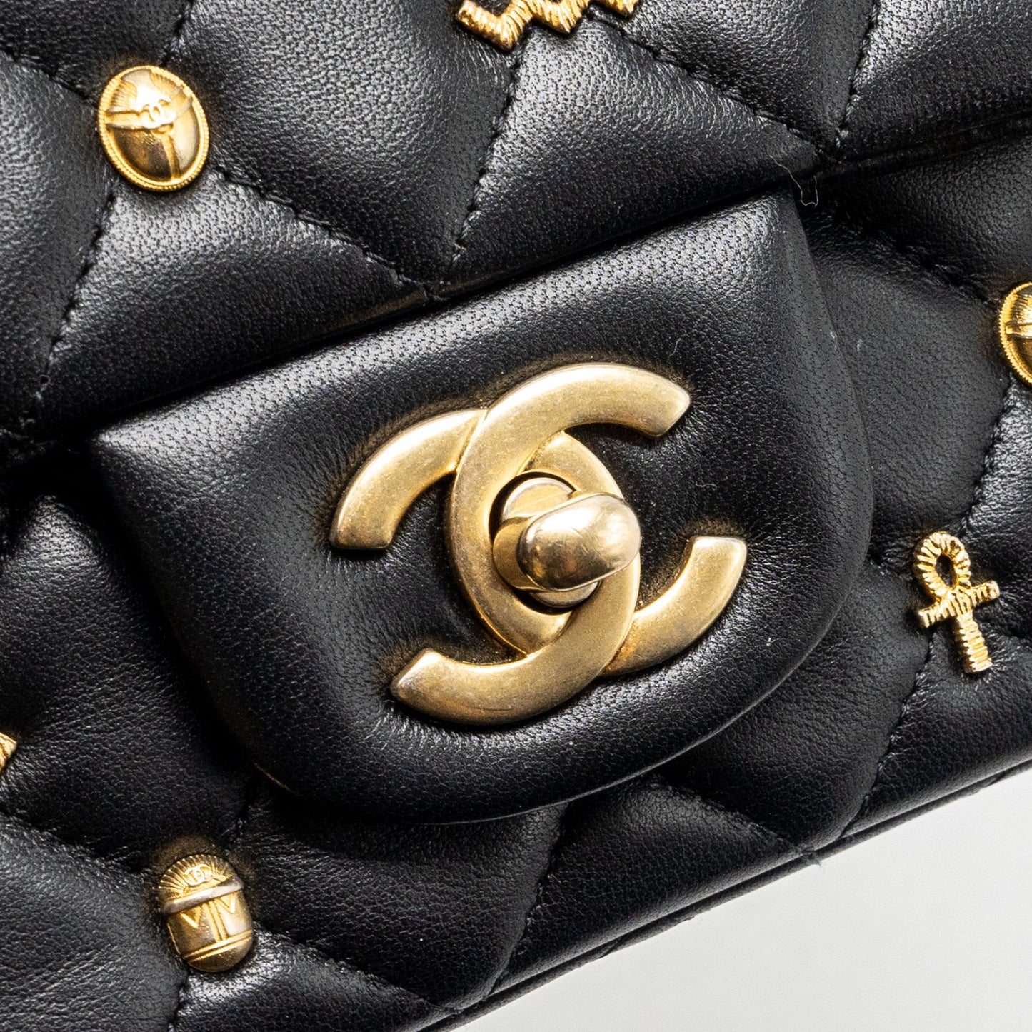 Chanel Egyptian Amulet Mini Rectangular Flap Bag Lambskin Black