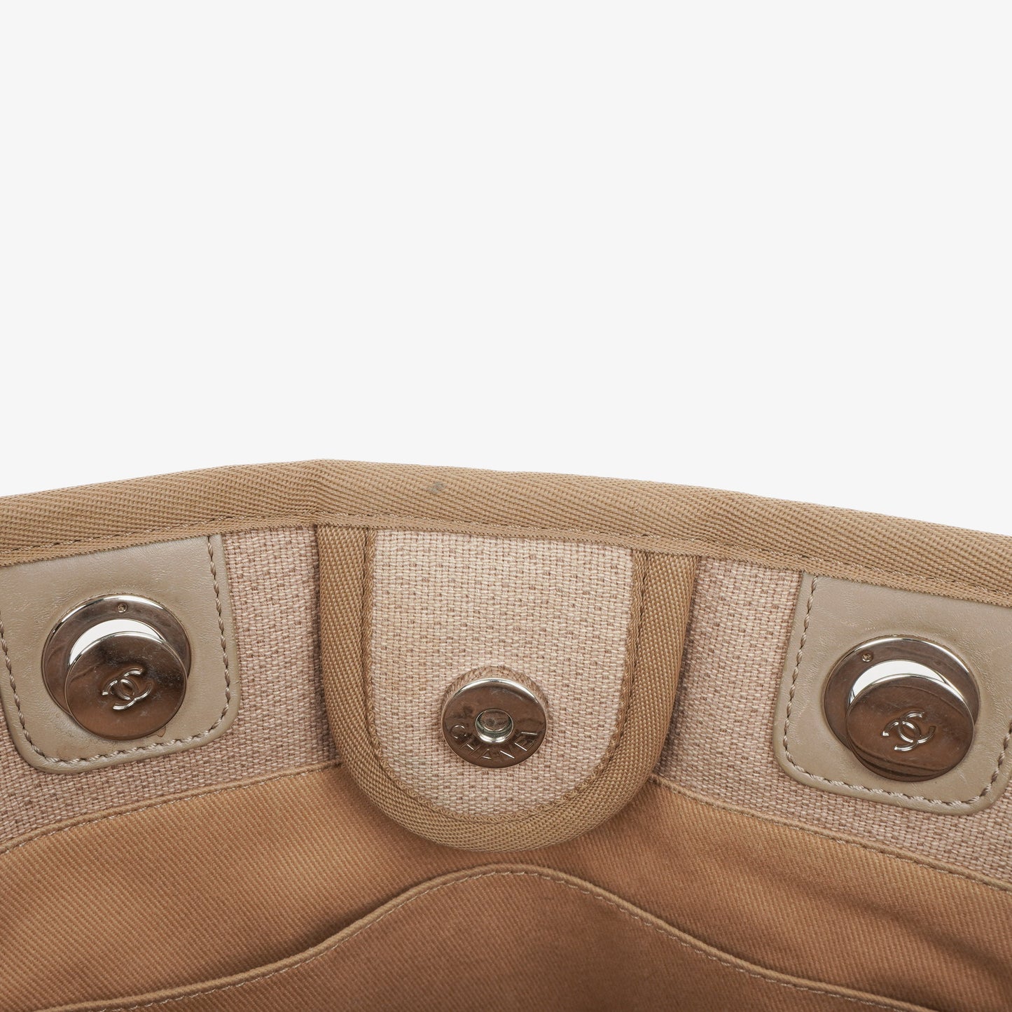 Chanel Beige Canvas North/South Deauville Shopping Tote Bag