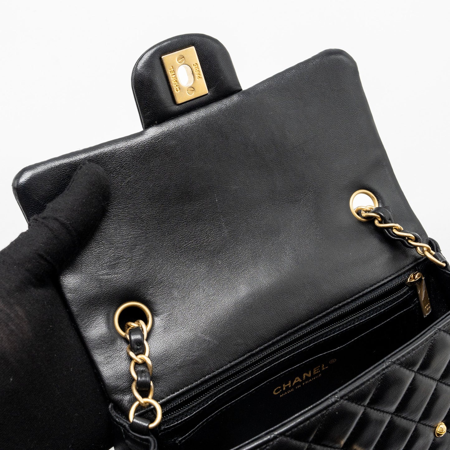 Chanel Egyptian Amulet Mini Rectangular Flap Bag Lambskin Black