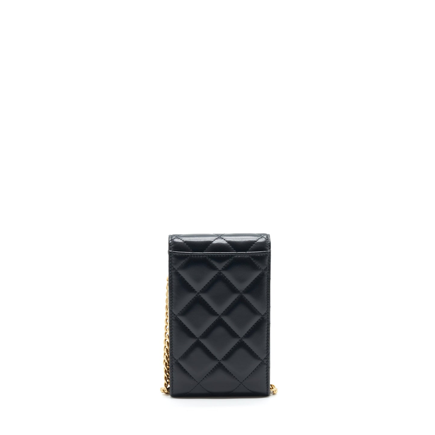 Chanel 22P Vertical Mini Flap Bag Lambskin Black With Enamel Buckle Brushed