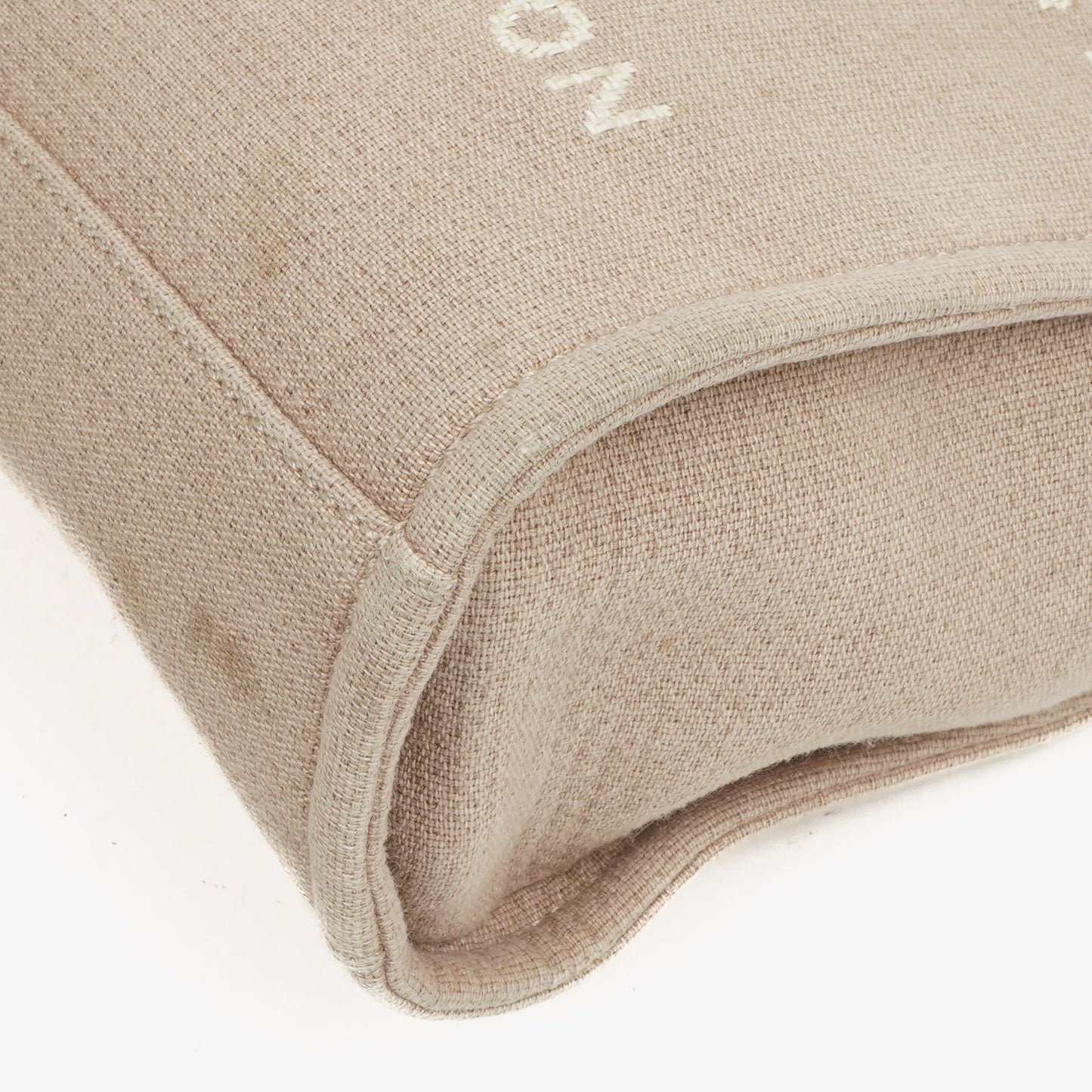 Chanel Beige Canvas North/South Deauville Shopping Tote Bag