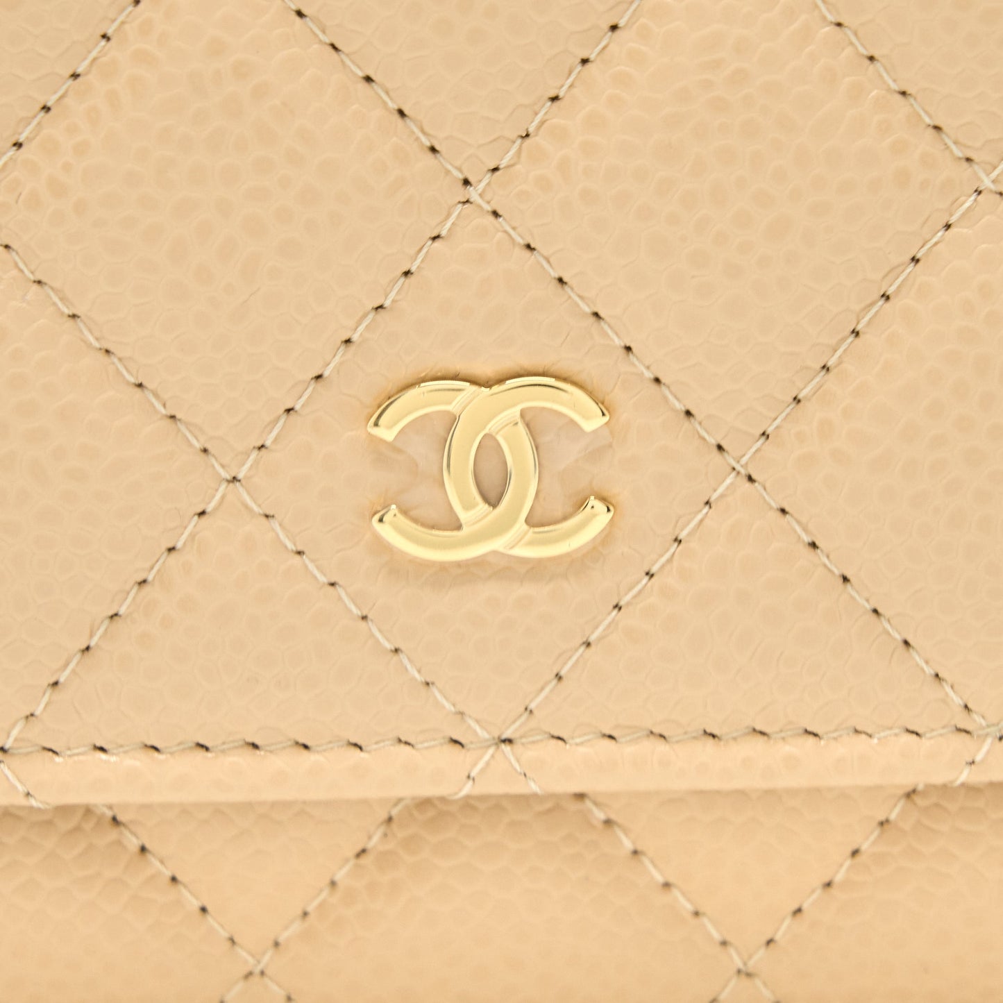 Chanel Classic Wallet On Chain Caviar Beige  (Microchip)