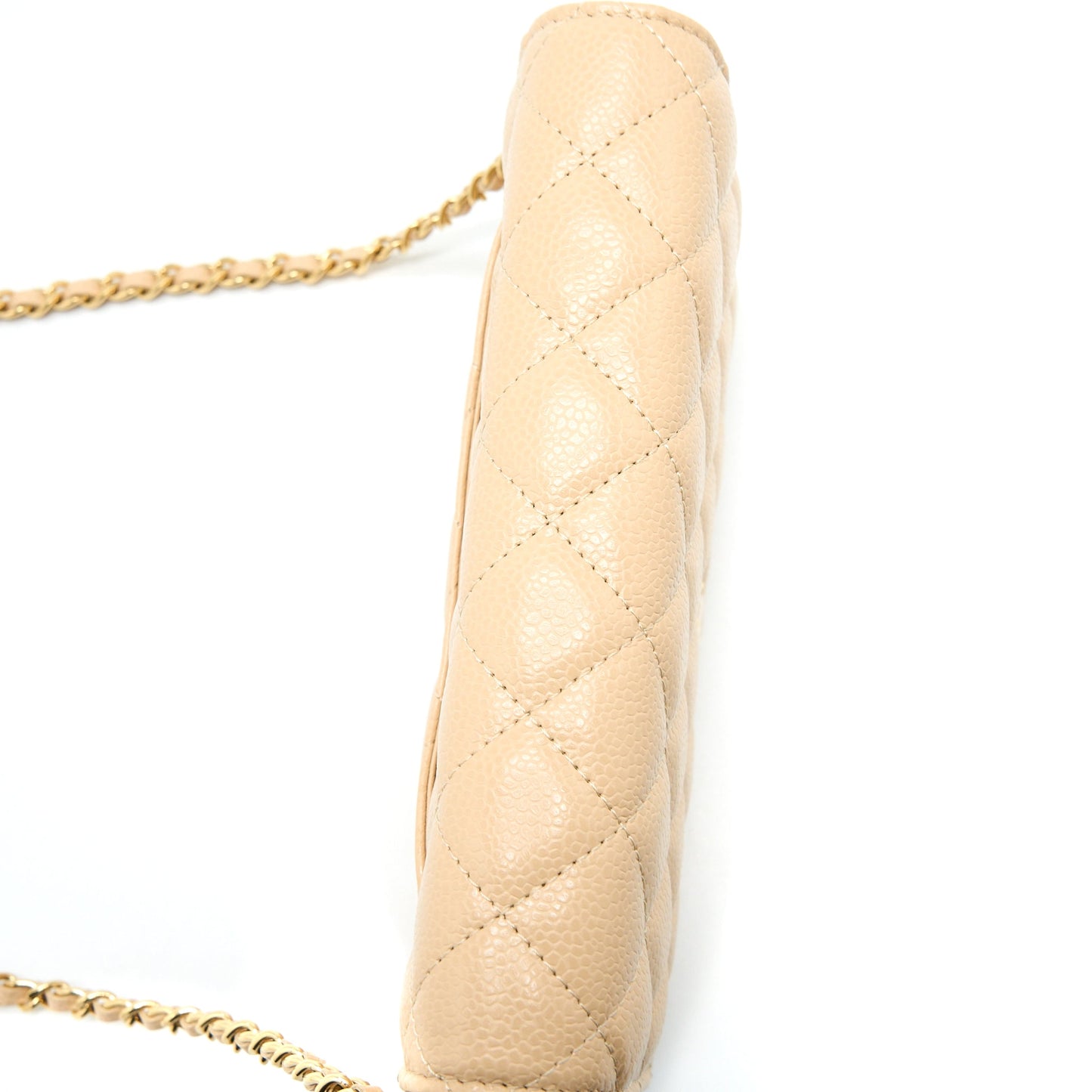 Chanel Classic Wallet On Chain Caviar Beige  (Microchip)