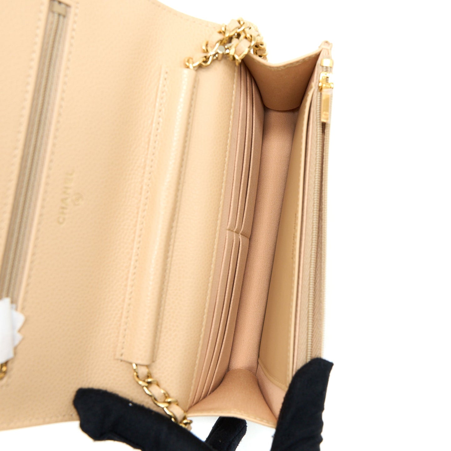 Chanel Classic Wallet On Chain Caviar Beige  (Microchip)