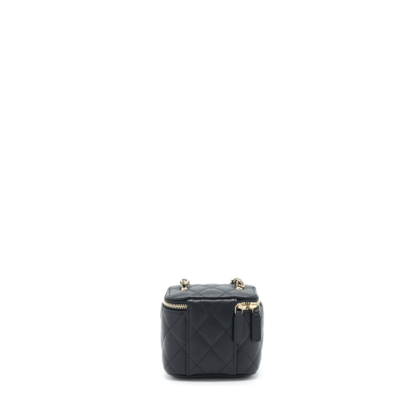 Chanel 22S Detailed Logo Mini Vanity With Chain Caviar Black L