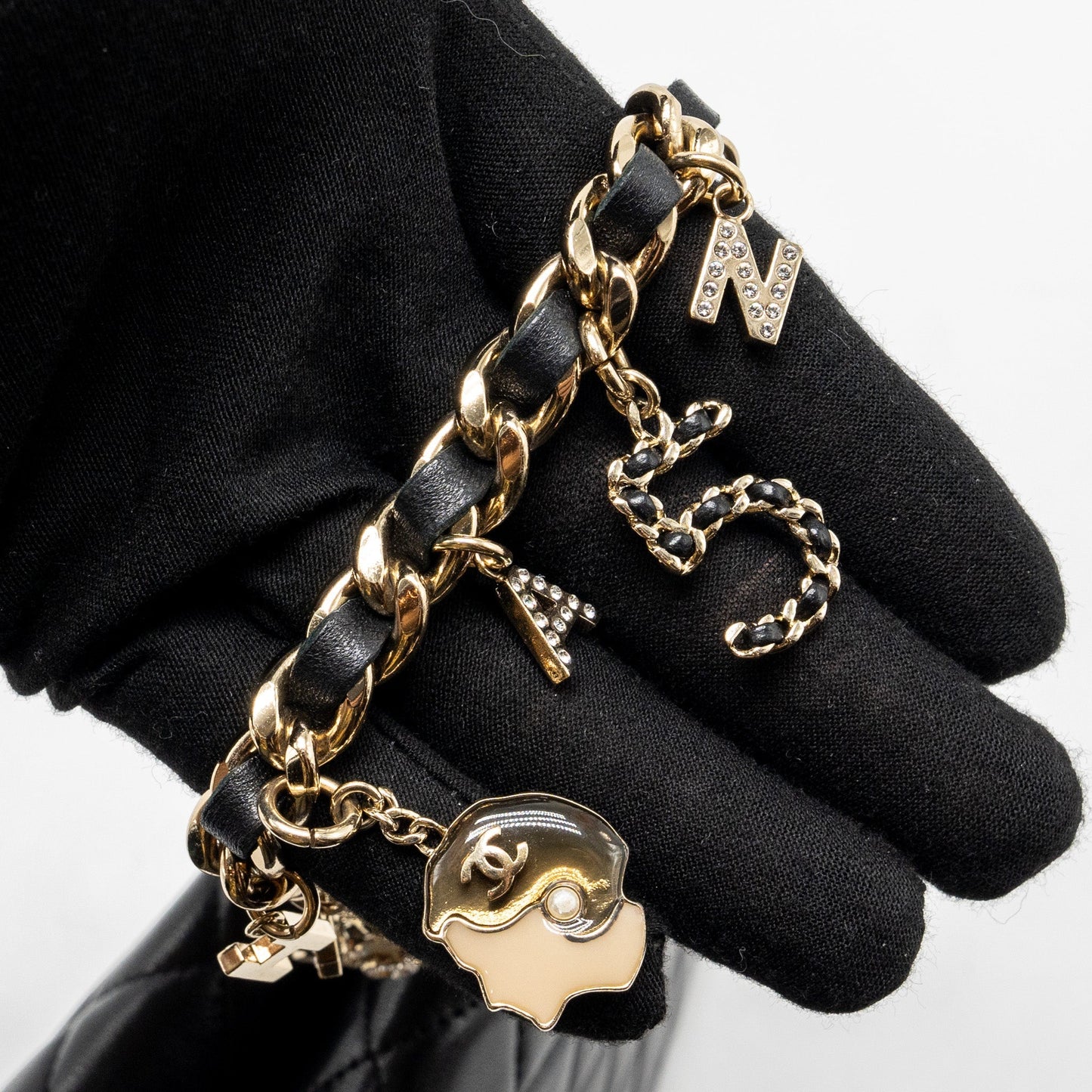 Chanel Coco Charms Quilted Pouch Bag Lambskin Black