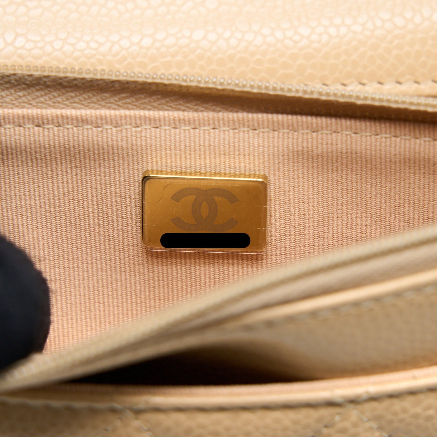 Chanel Classic Wallet On Chain Caviar Beige  (Microchip)