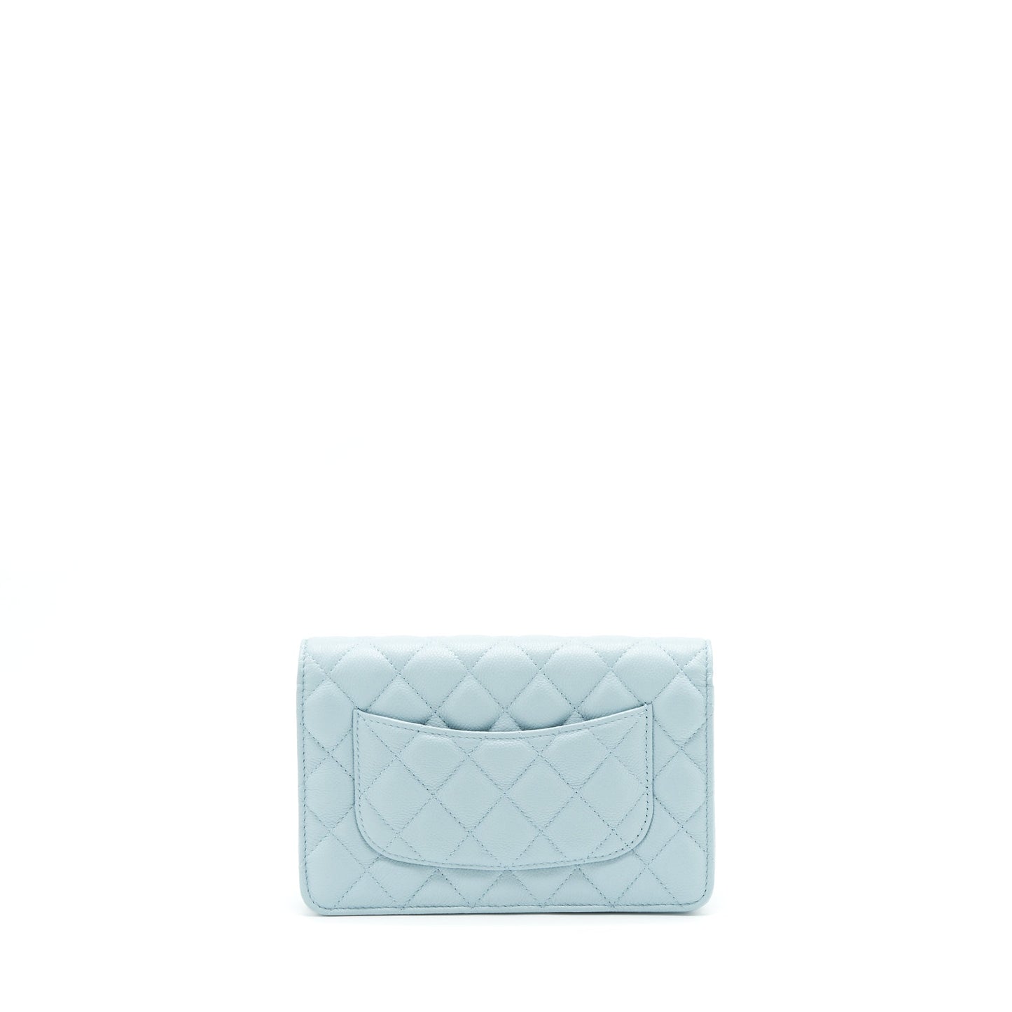 Chanel 22P Wallet On Chain With CC Logo Chain Caviar Light Blue L