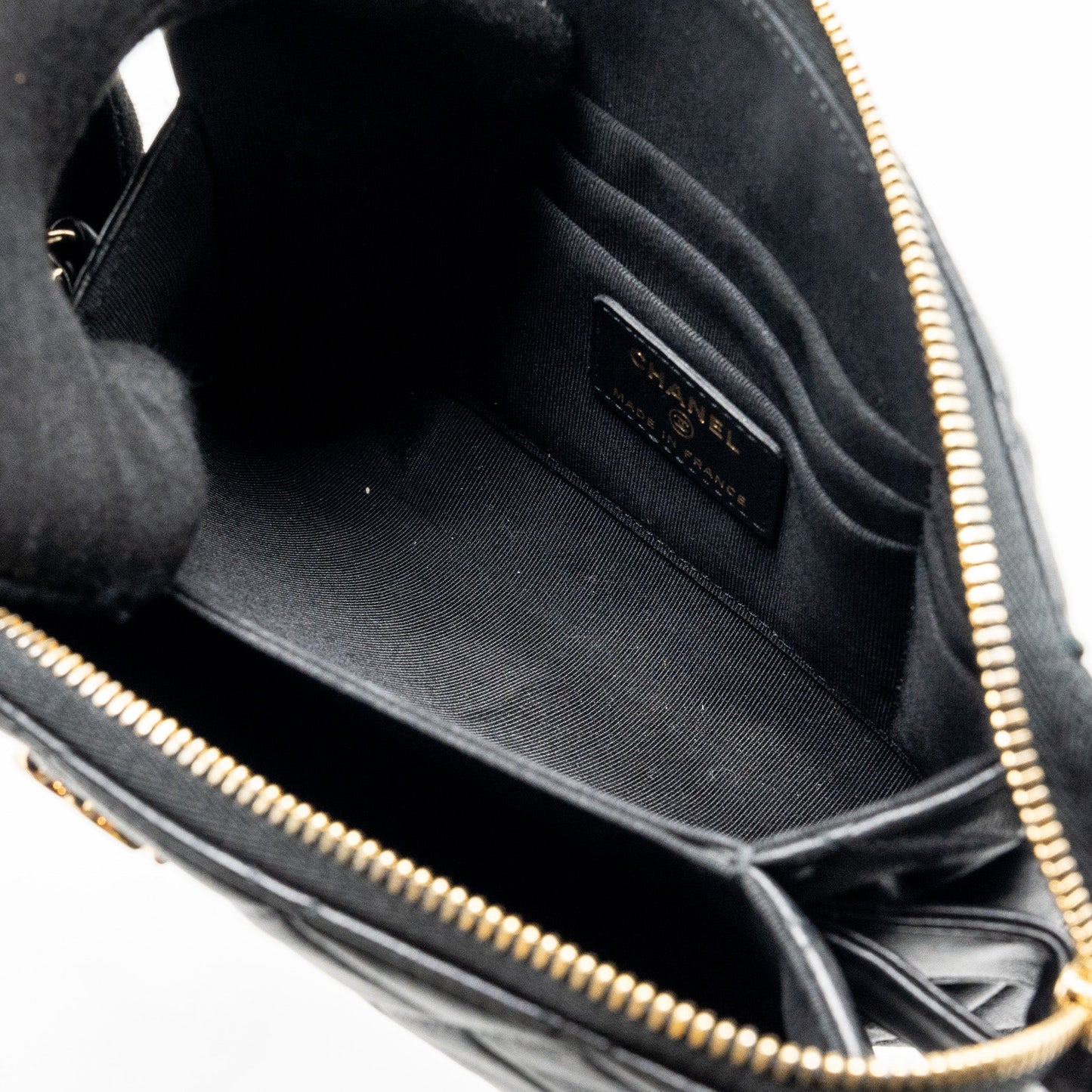 Chanel Coco Charms Quilted Pouch Bag Lambskin Black