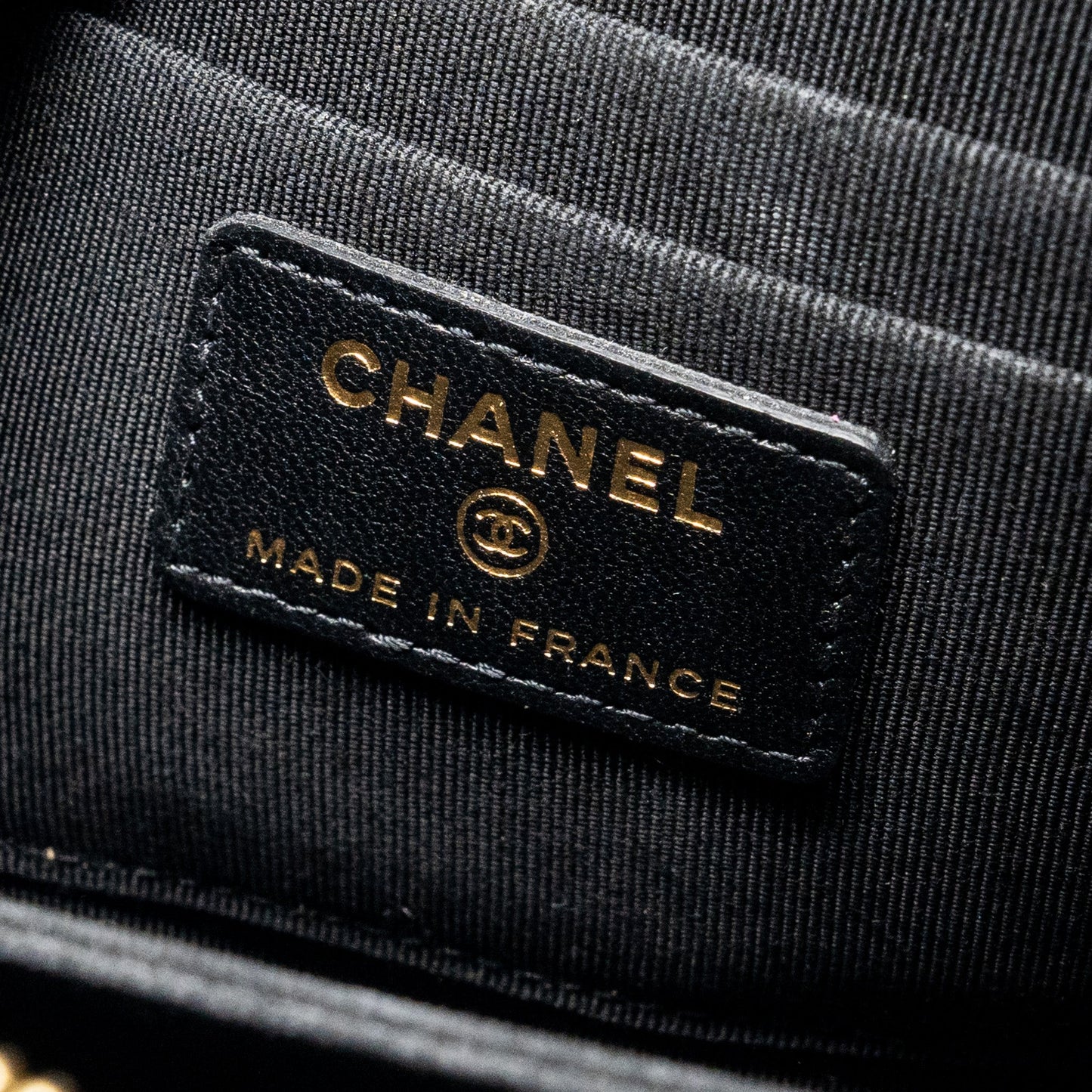 Chanel Coco Charms Quilted Pouch Bag Lambskin Black