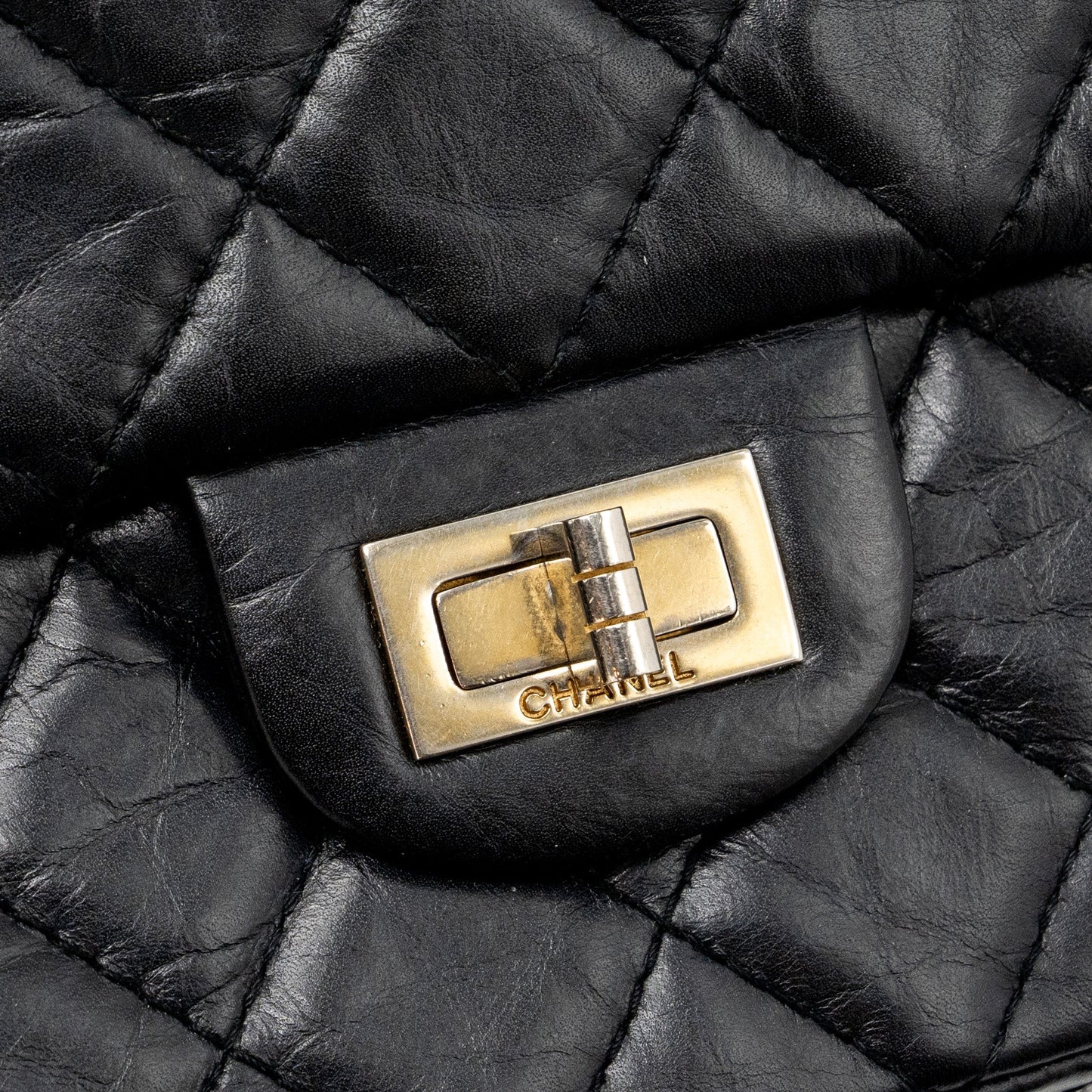 Chanel large 2.55 reissue flap bag aged calfskin black L