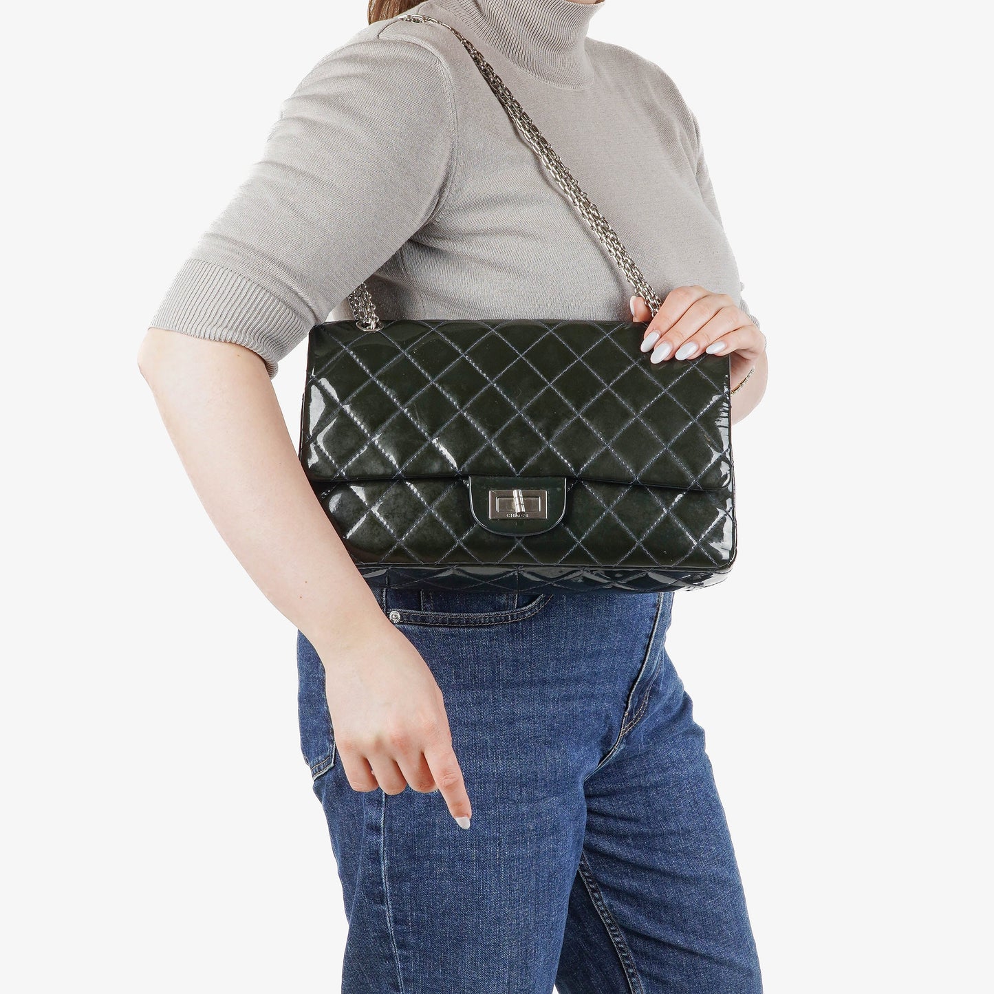 Chanel 2.55 Reissue Double Flap Patent Leather With Ruthenium Hardware